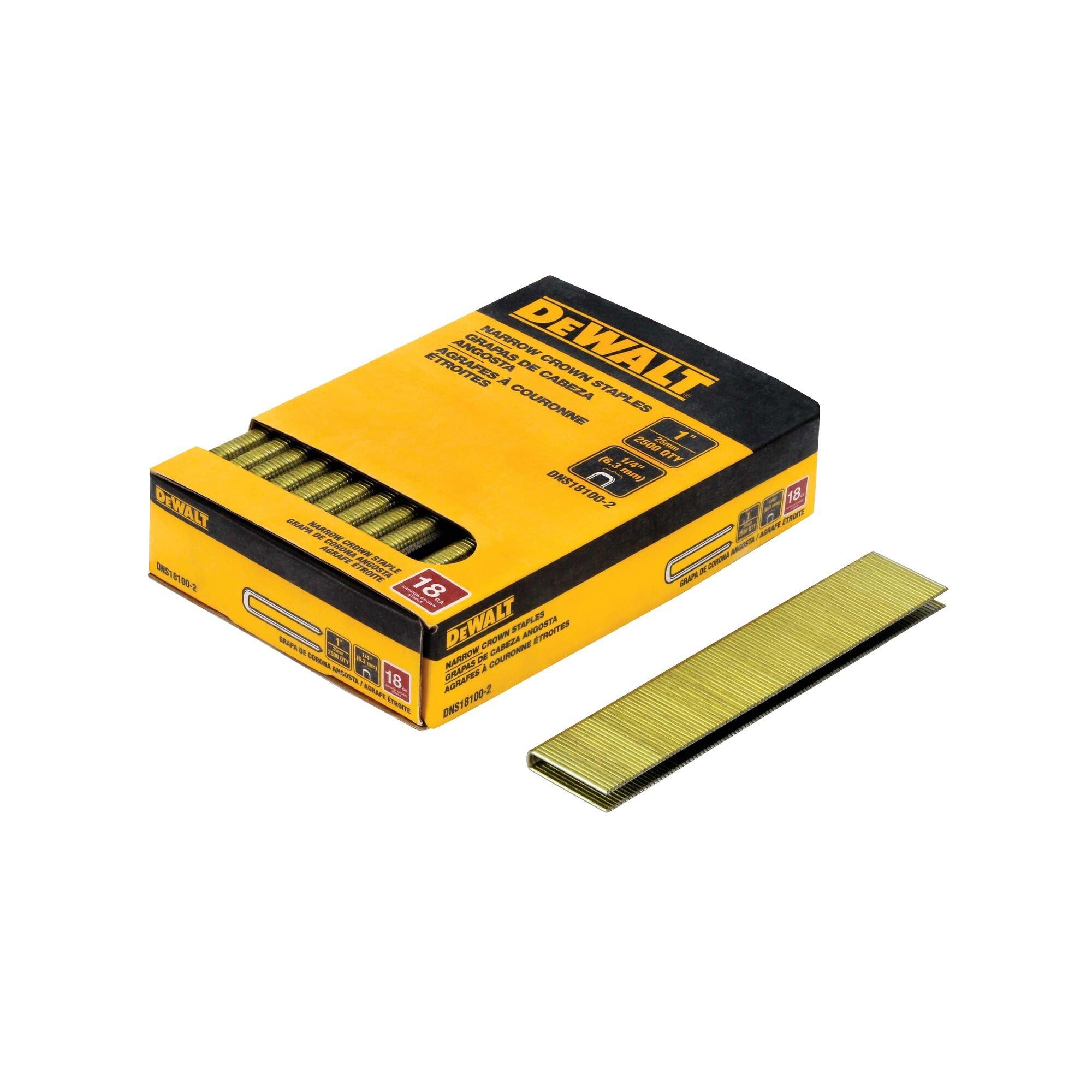 DeWalt 18 Gauge Narrow Crown Staple 1in. 2500pc.