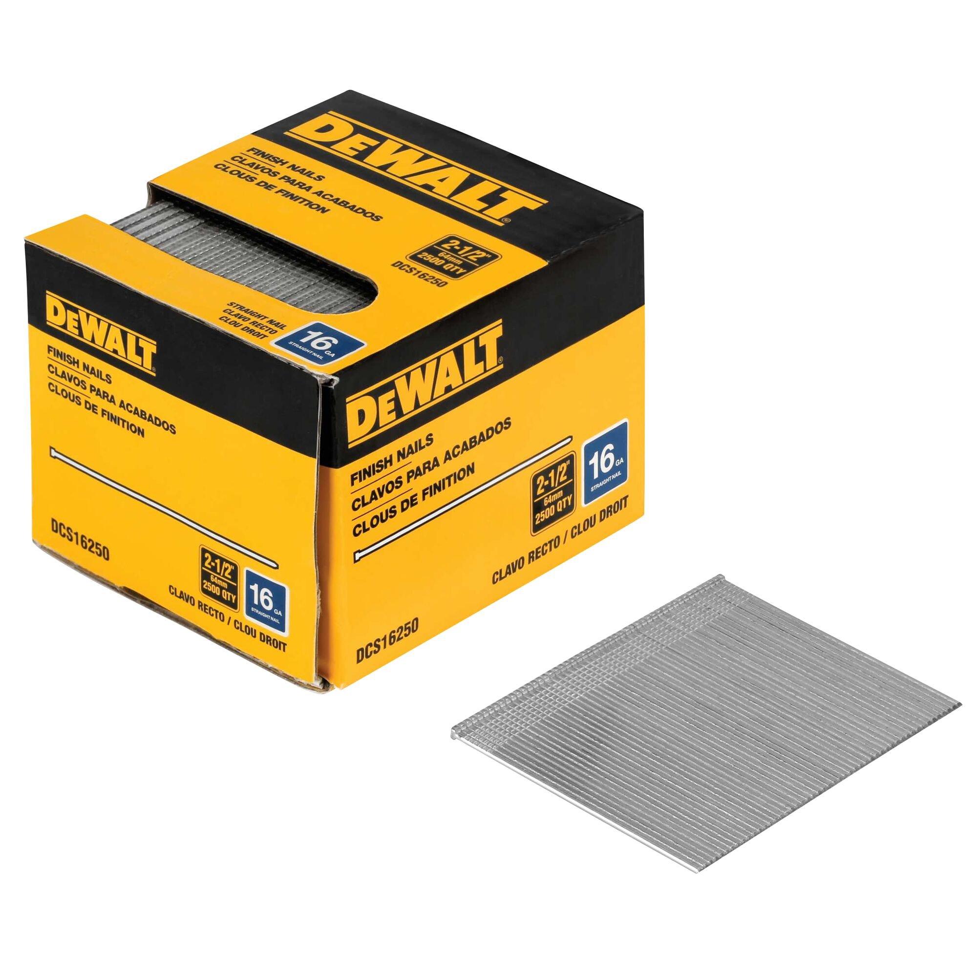 DeWalt 16 Gauge Straight Finish Nails 2 1/2in. 2500pc.