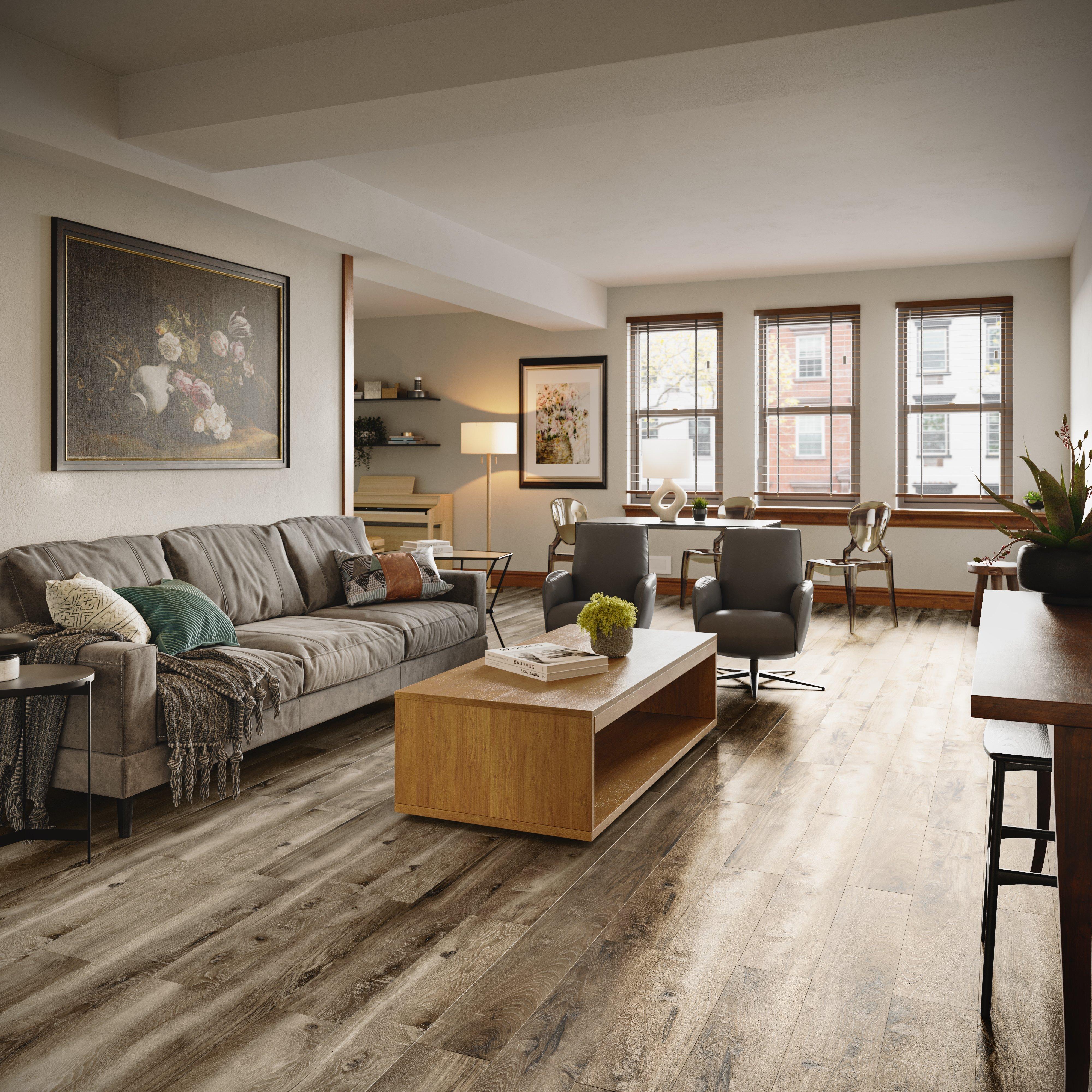 Rustic Ombre Waterproof Rigid Core Luxury Vinyl Plank - Cork Pad