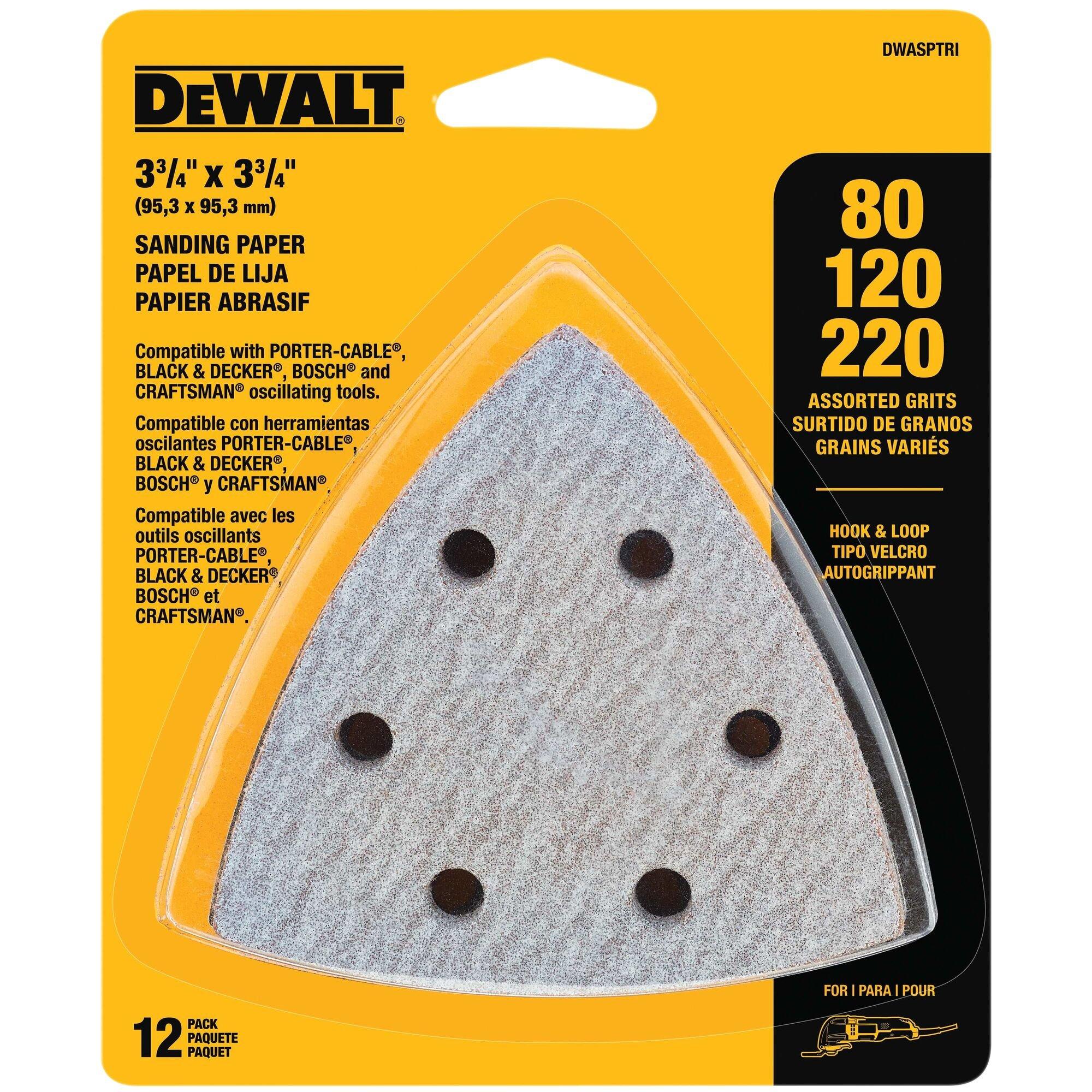 DeWalt Assorted Hook and Loop Triangle Sandpaper 12pk.