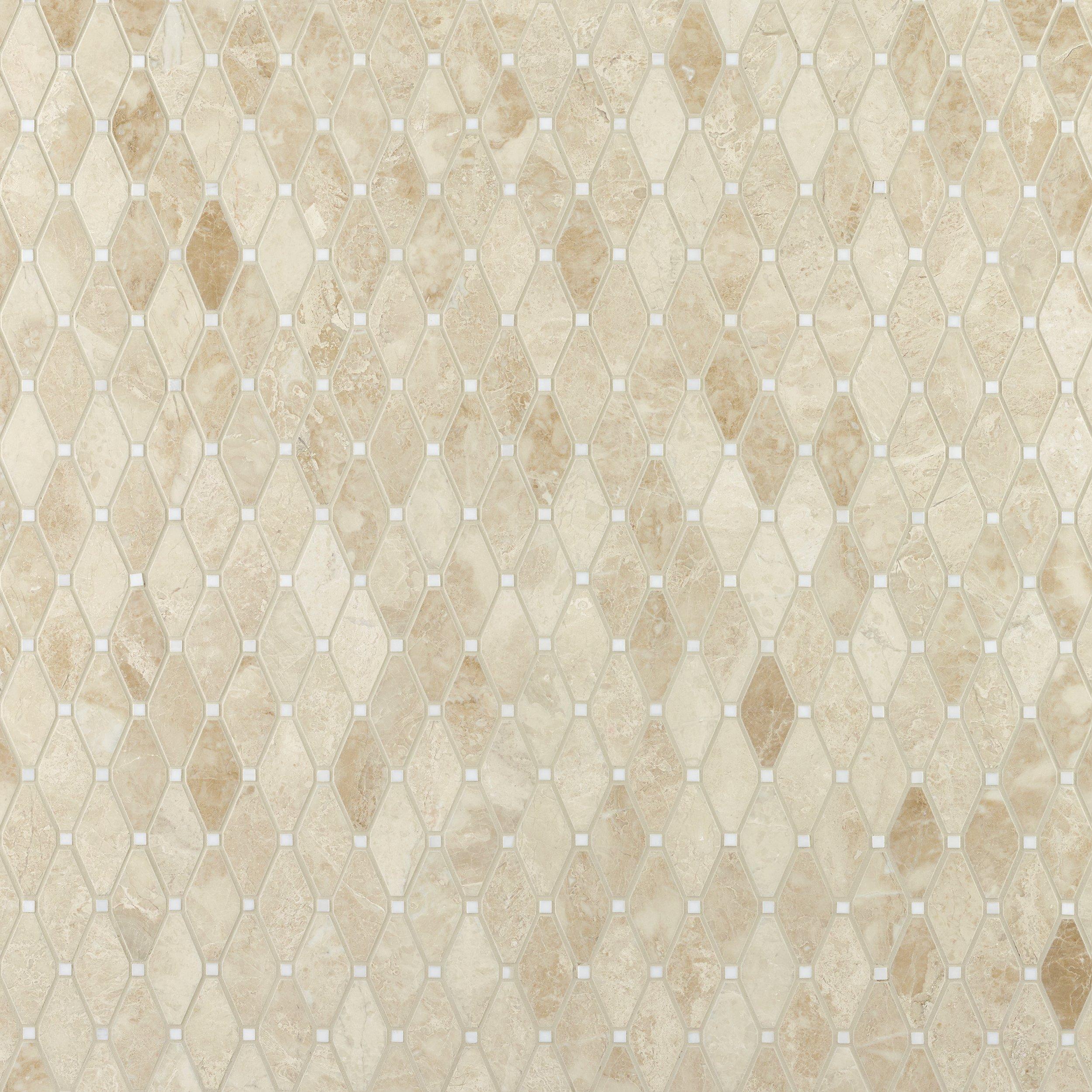 Crema Royal Clipped Diamond Dolomite Marble Mosaic | Floor and Decor