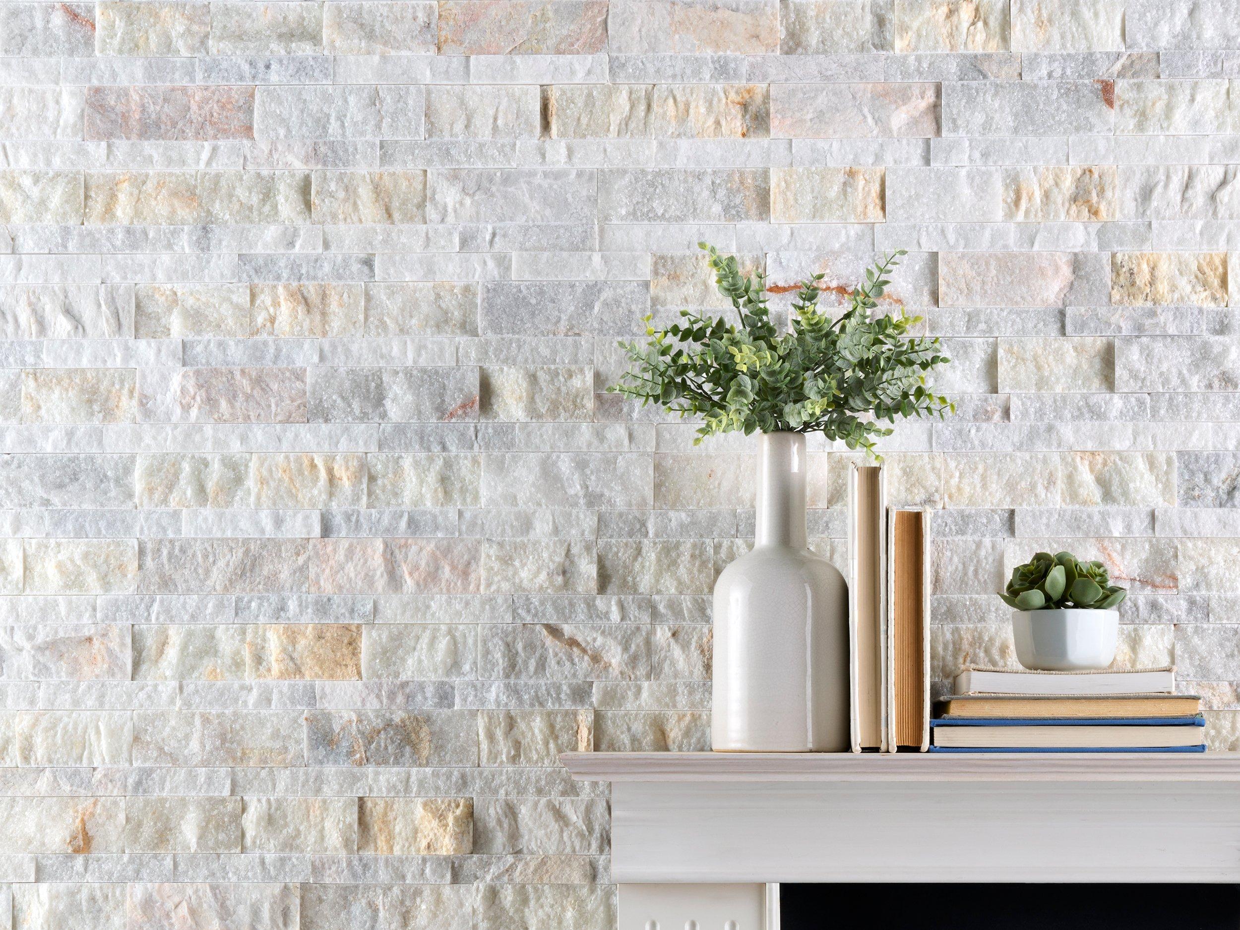 Golden White Marble Splitface Ledger Panel