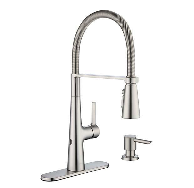 Leo Tight Spring Brushed Nickel Kitchen Faucet