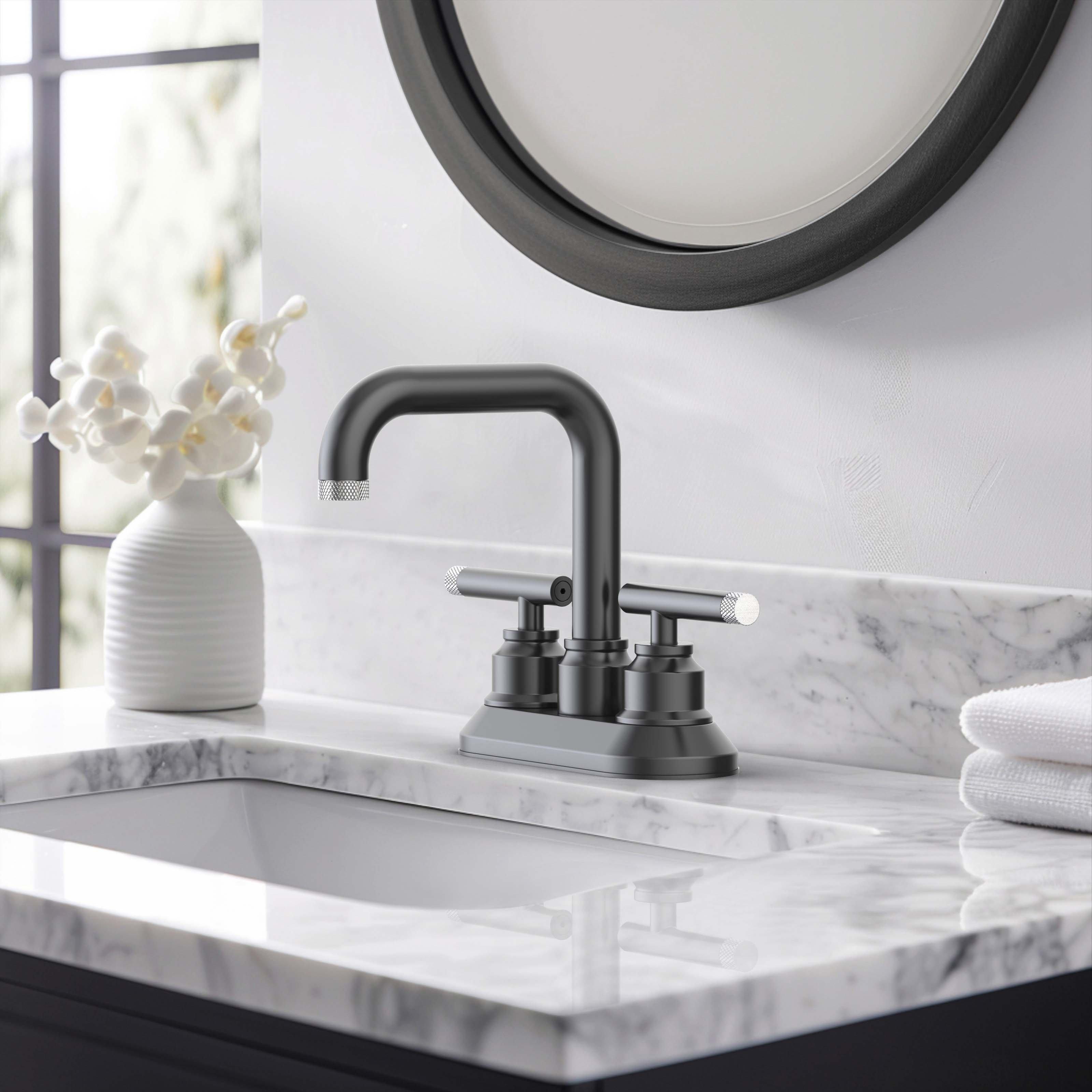 Duke 4 in. Center Set Brushed Nickel and Matte Black Bath Faucet