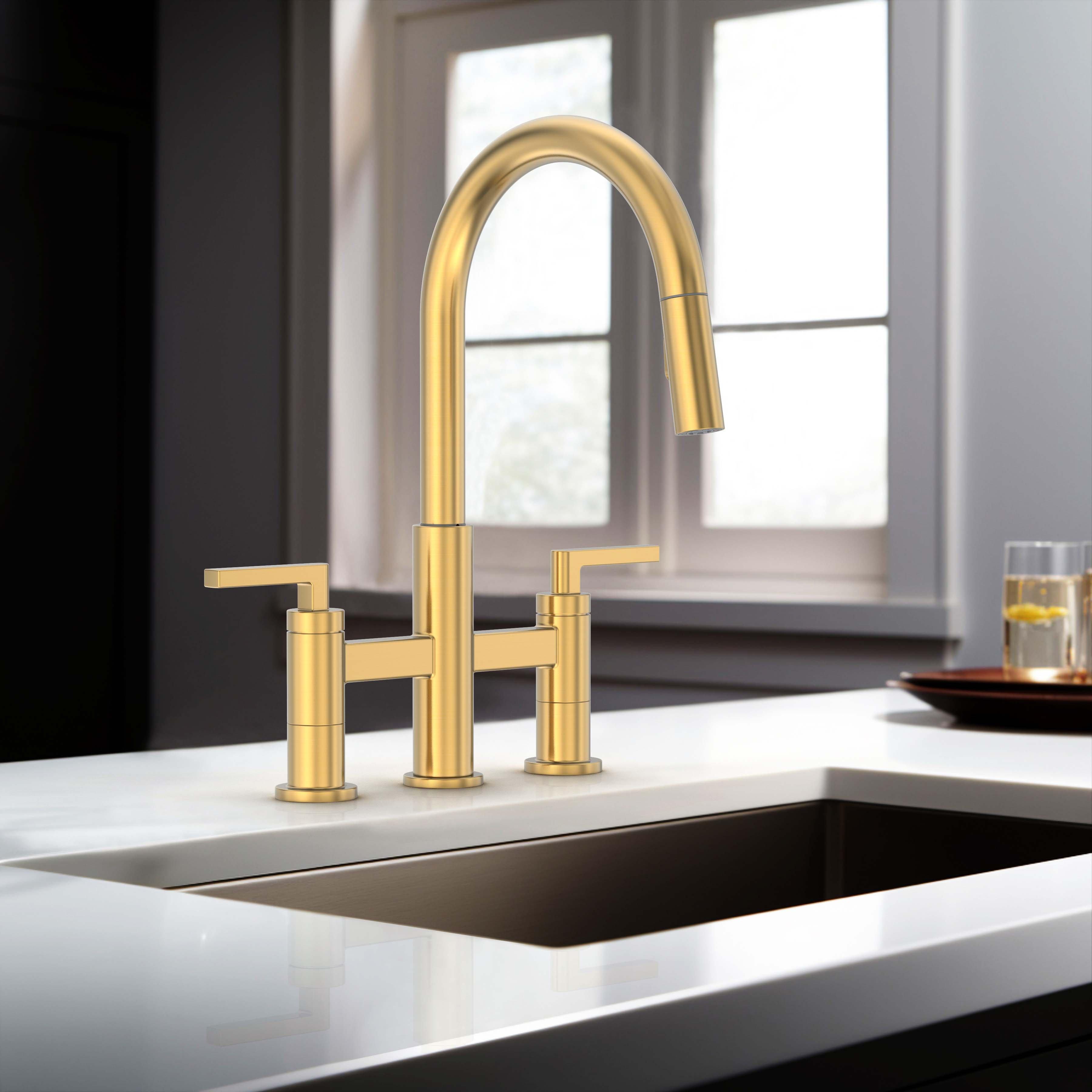 Asher Bridge Brushed Gold Kitchen Faucet
