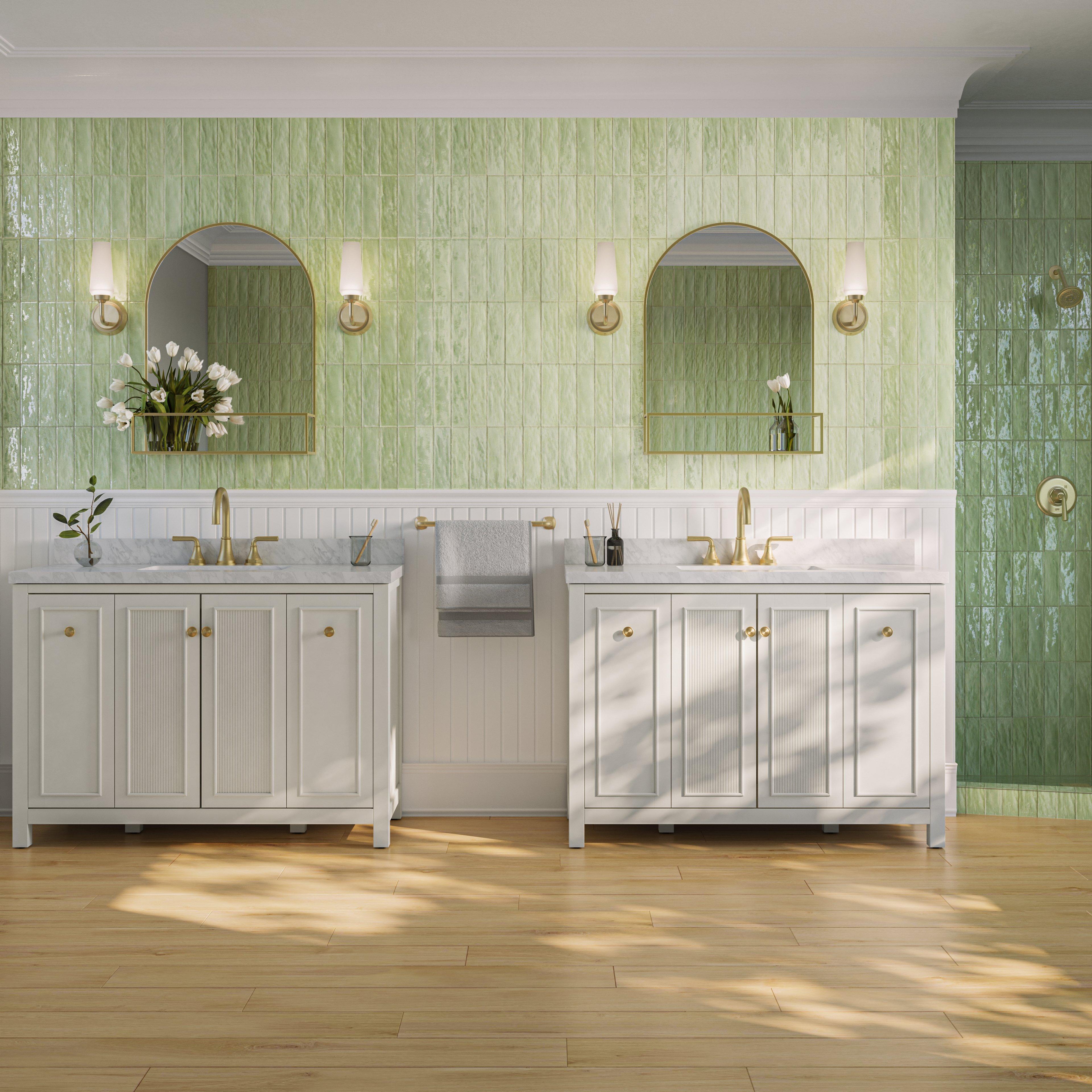 Maren 24 in. Brushed Gold Arch Shelf Mirror