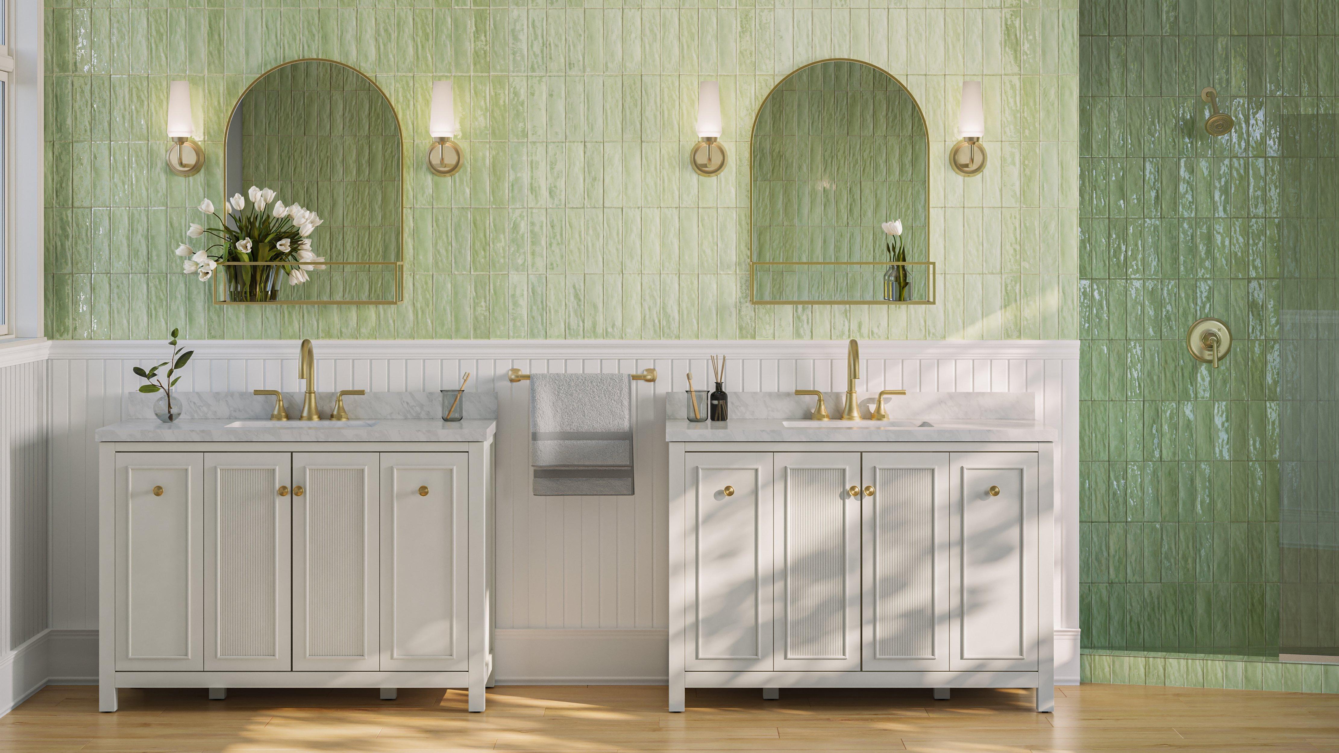 Maren 24 in. Brushed Gold Arch Shelf Mirror