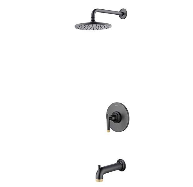 Duke Brushed Gold and Matte Black Tub and Shower Combination