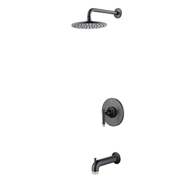 Duke Brushed Nickel and Matte Black Tub and Shower Combination