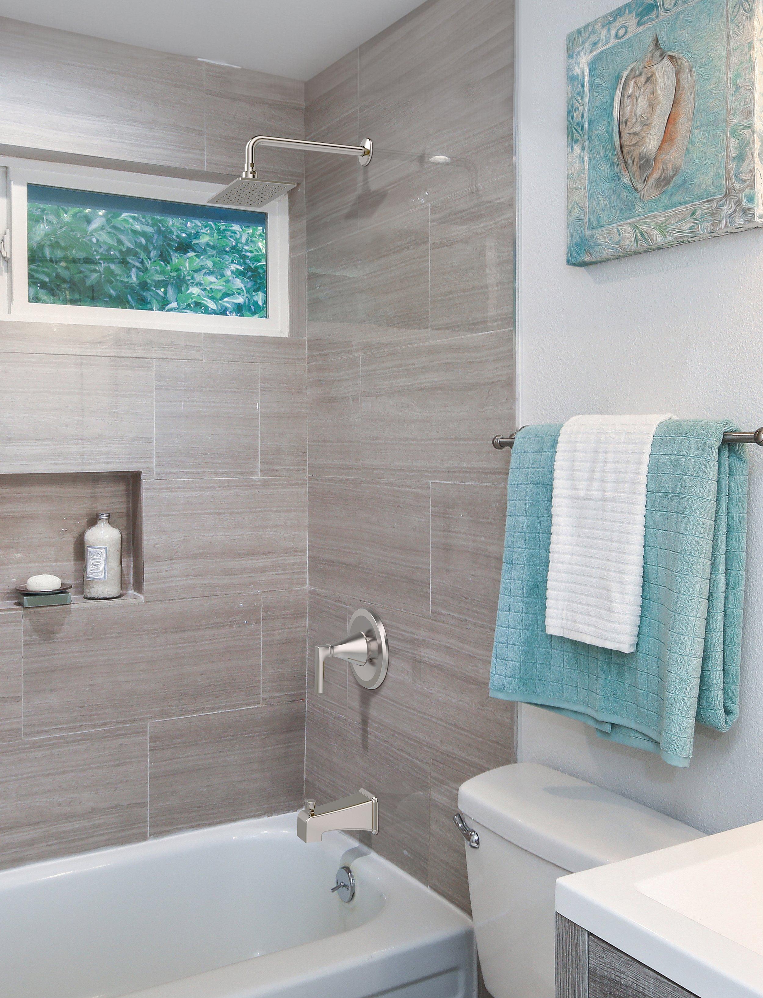 Harper Brushed Nickel Tub and Shower Combination