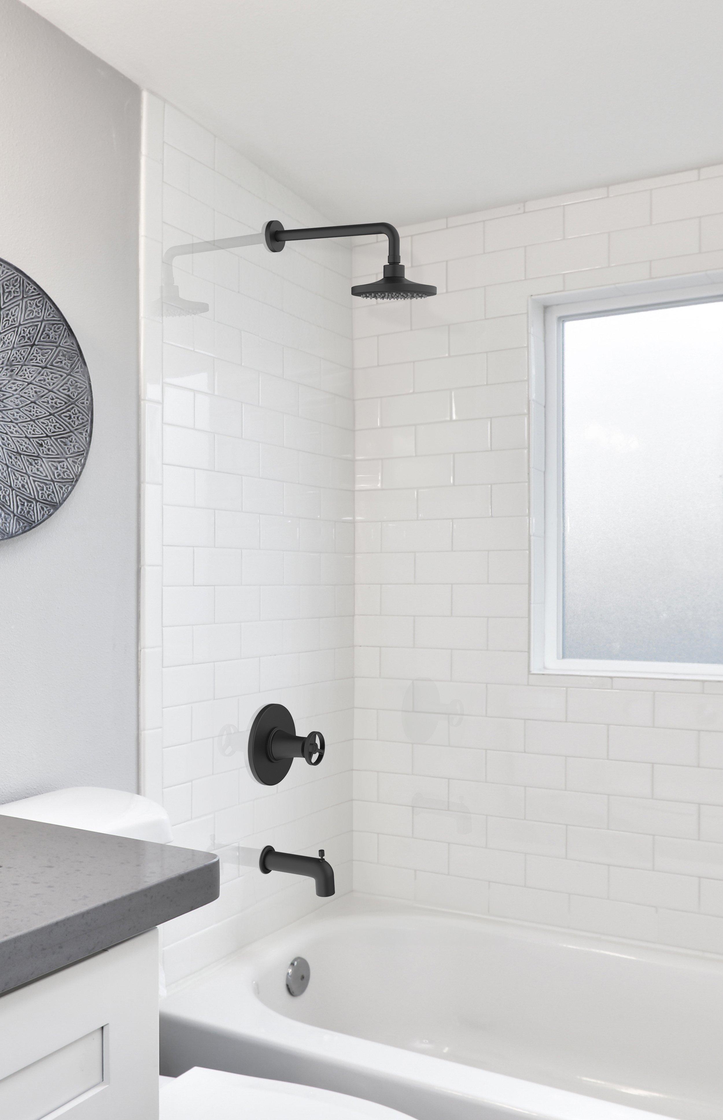 Matte Black Shower Head and Tub Faucet