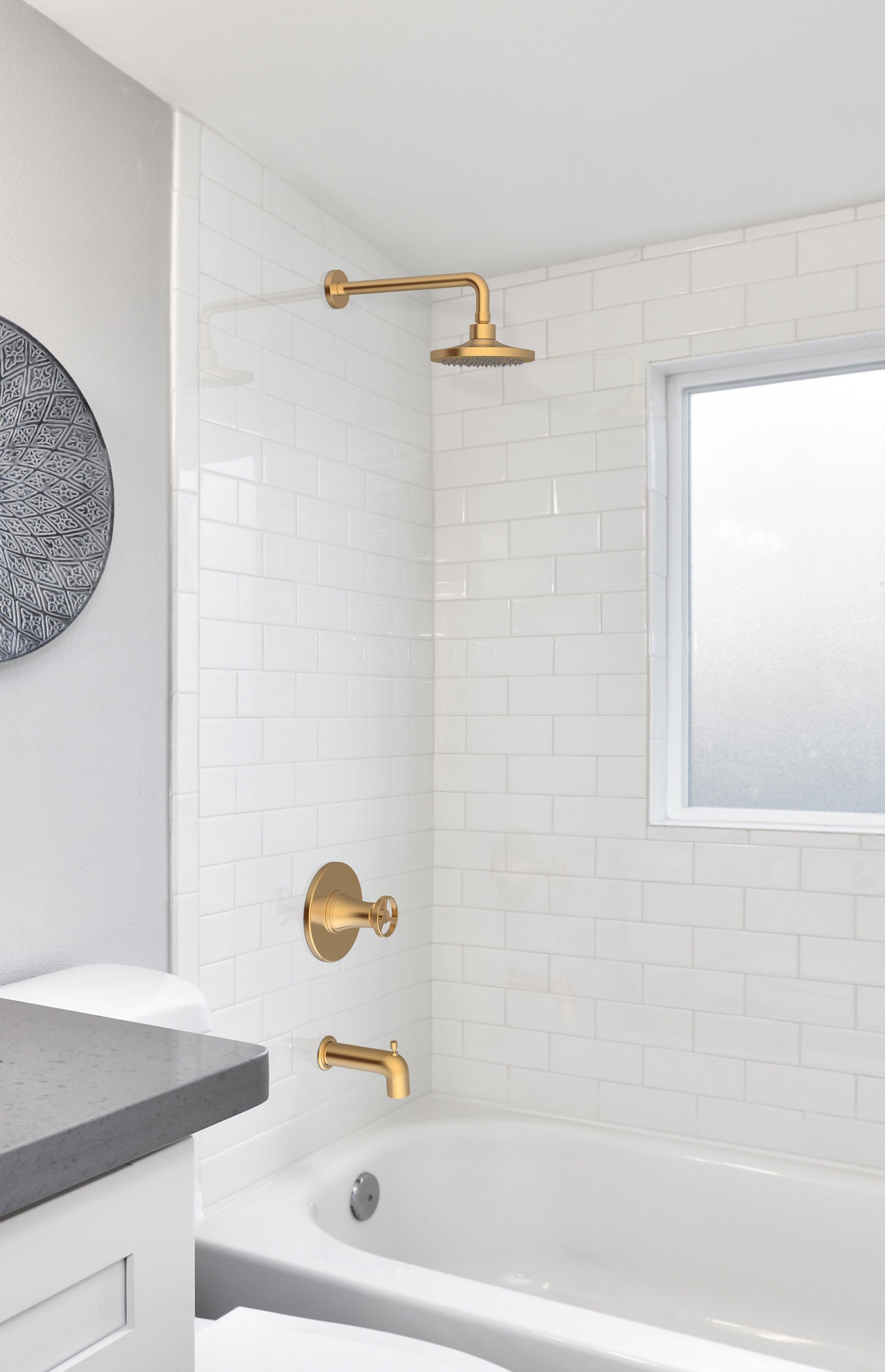 Abbey Brushed Gold Tub and Shower Combination