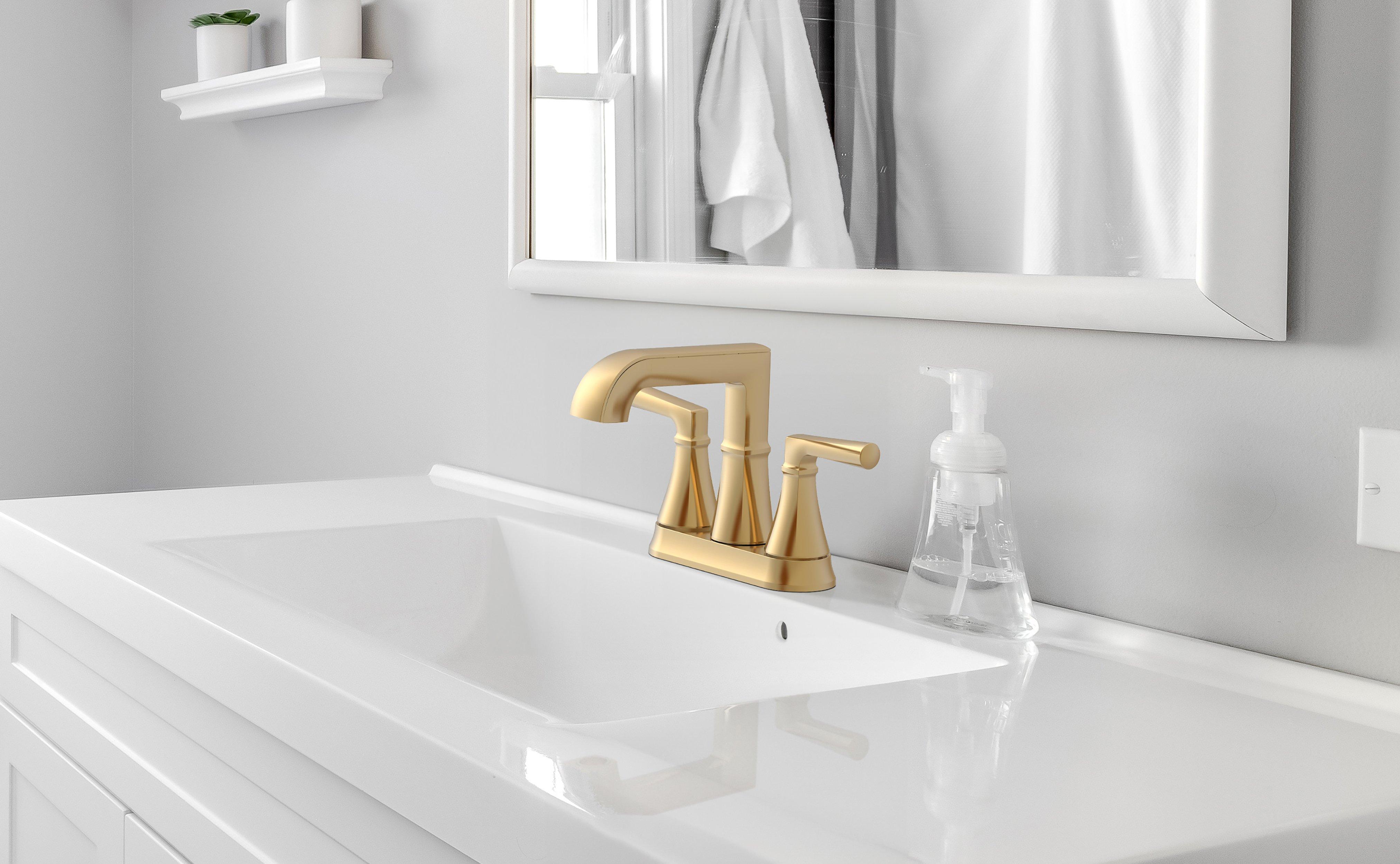 Harper 4 in. Center Set Brushed Gold Bath Faucet
