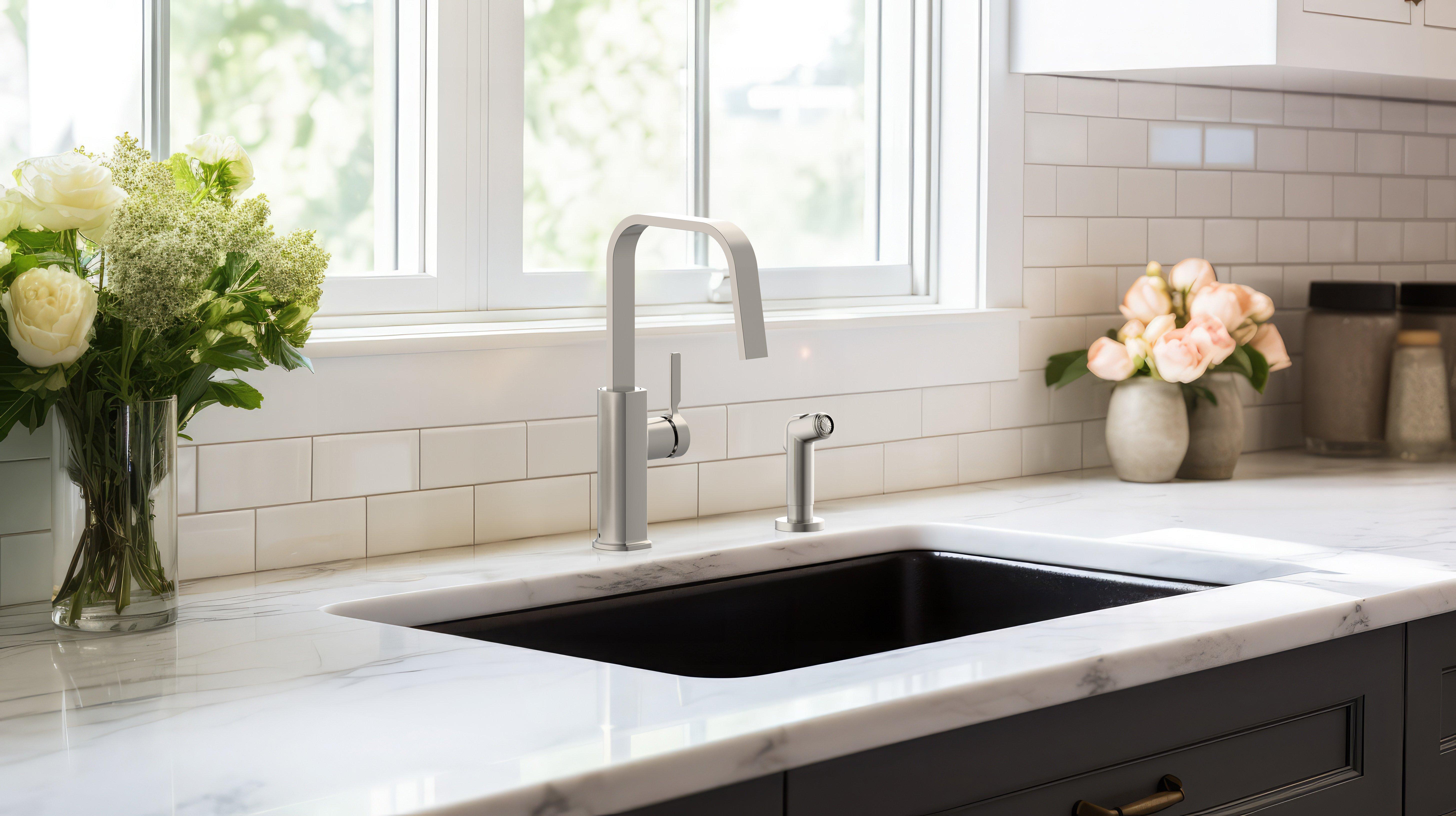 Alana Brushed Nickel Ribbon Spout Kitchen Faucet