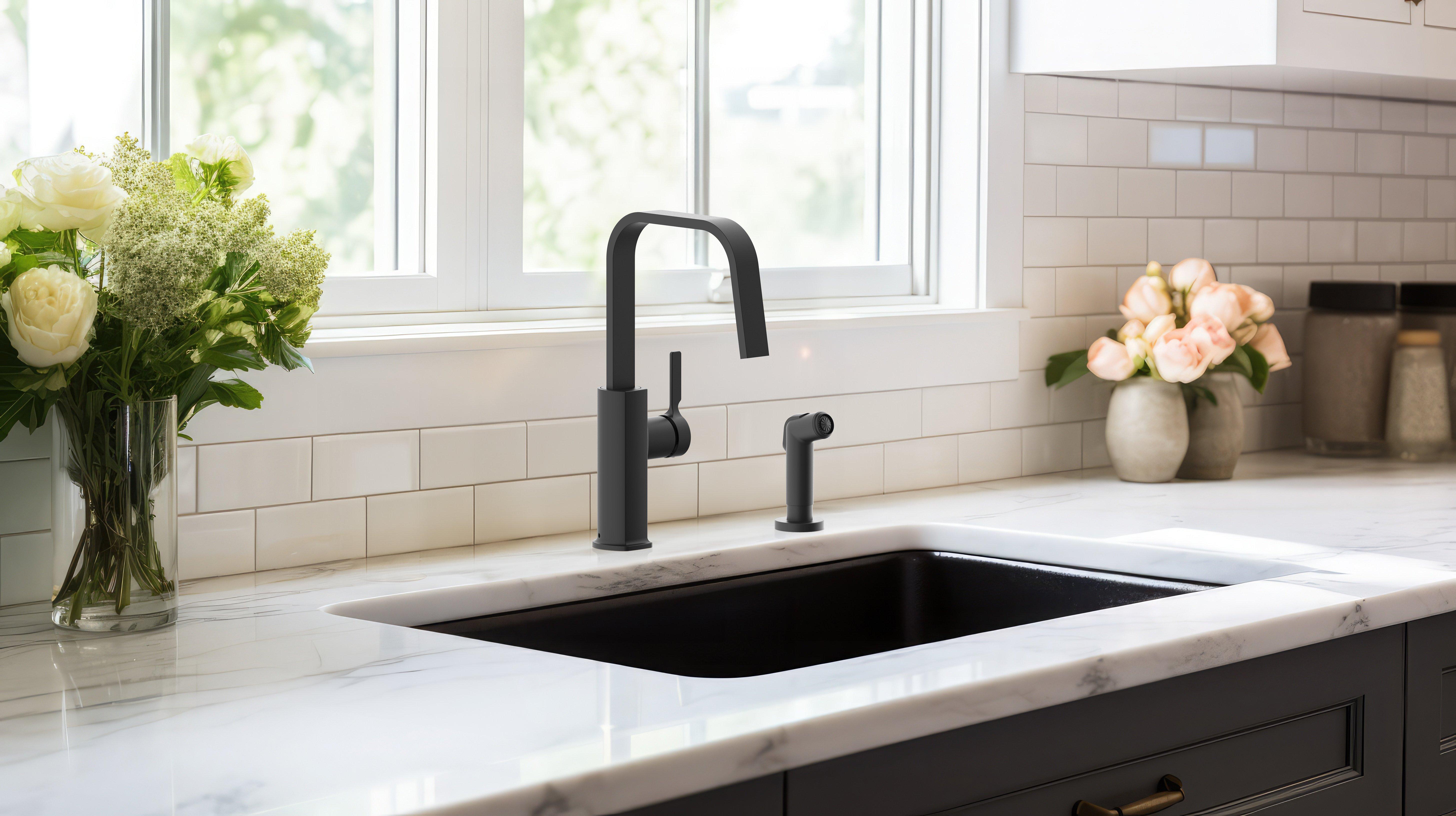 Alana Matte Black Ribbon Spout Kitchen Faucet