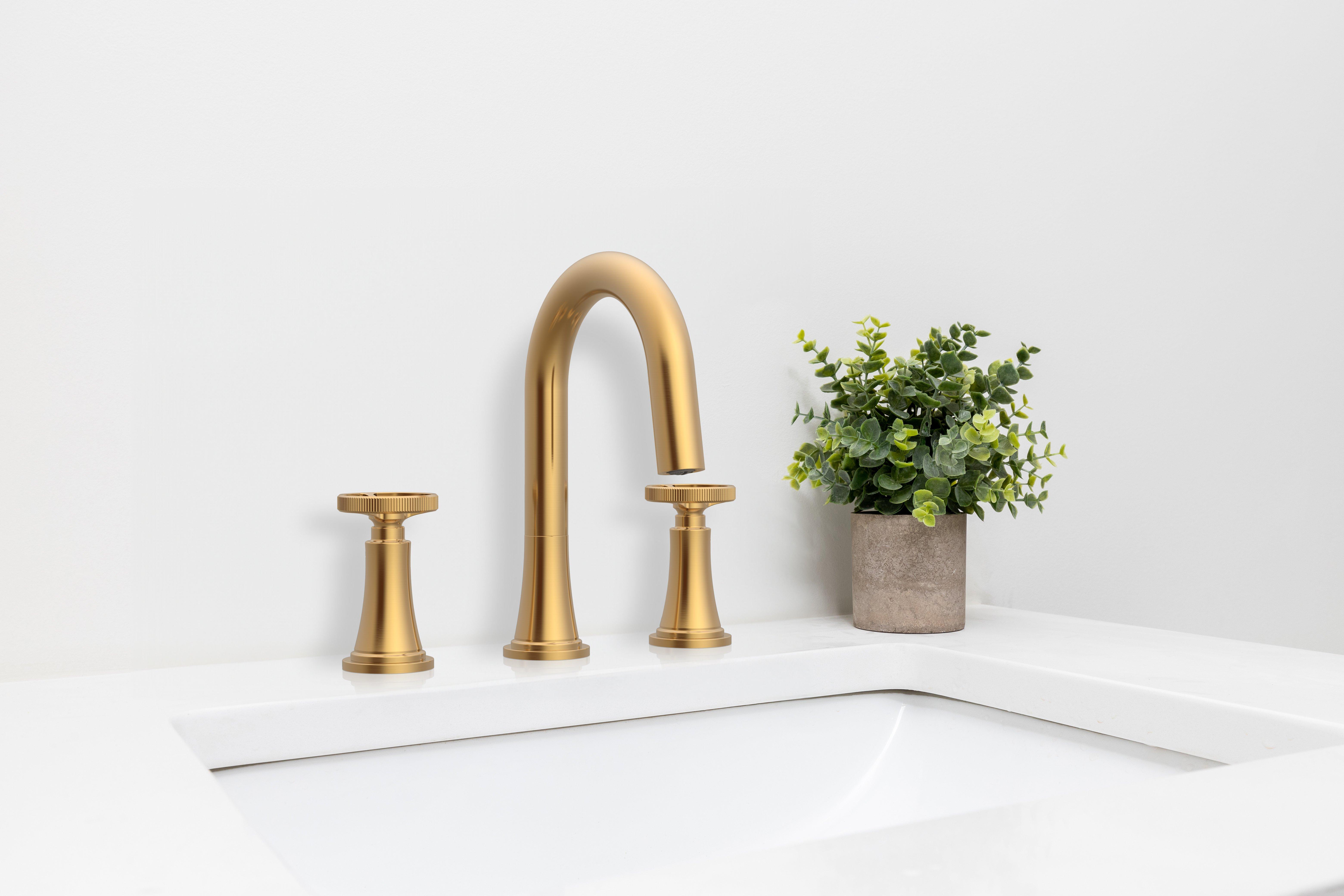 Abbey 8 in. Widespread Brushed Gold Bath Faucet
