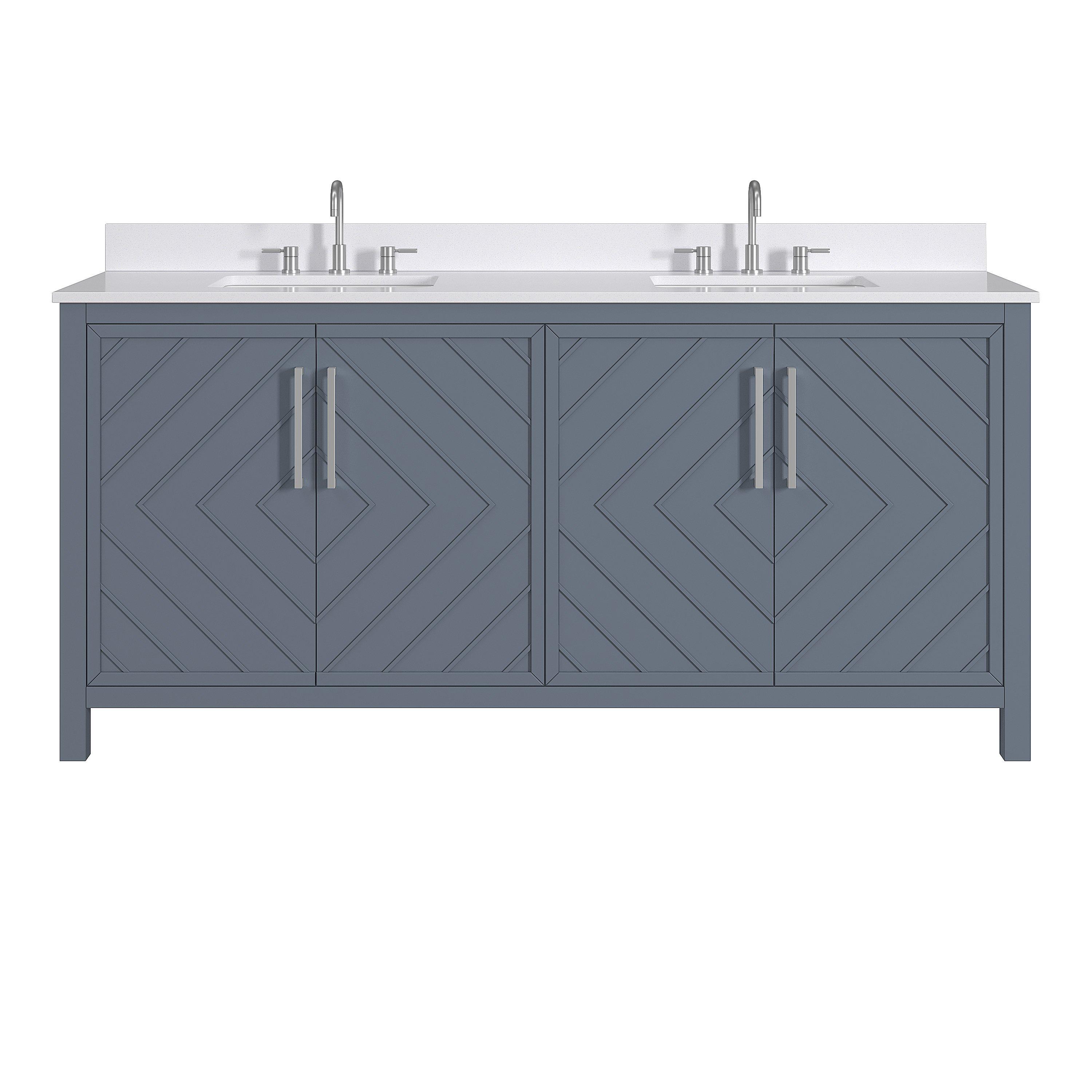 Bryce 73 in. Blue Vanity with Engineered Stone Top