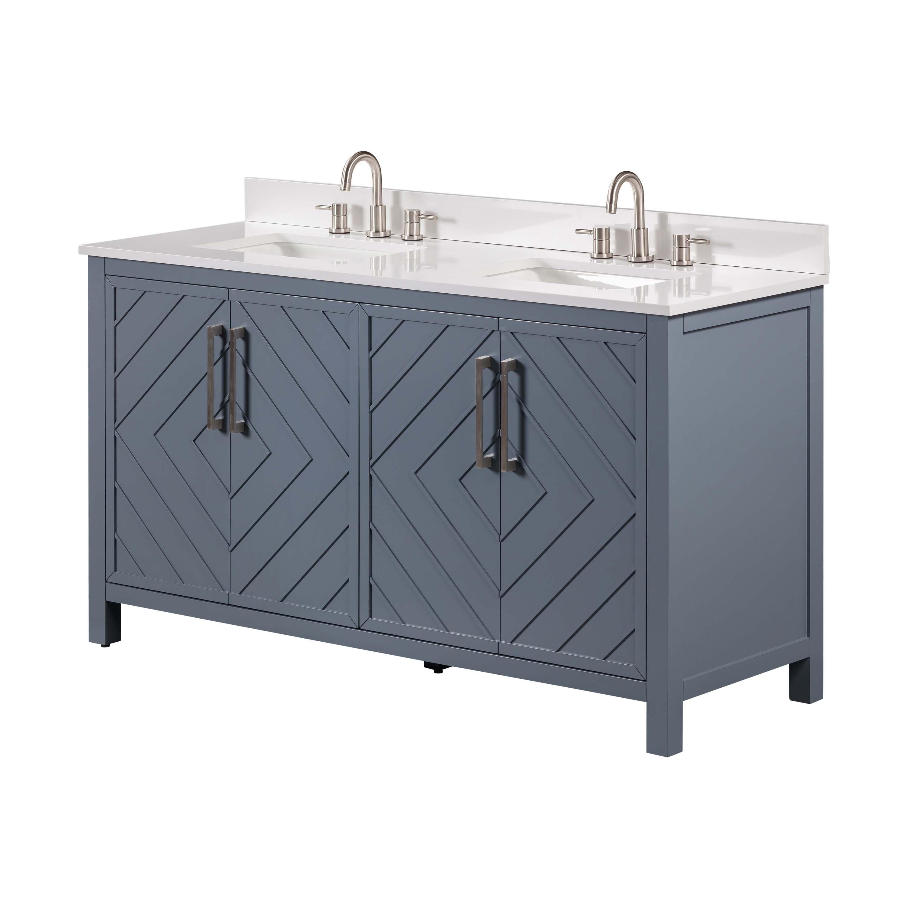 Bryce 73 in. Blue Vanity with Engineered Stone Top