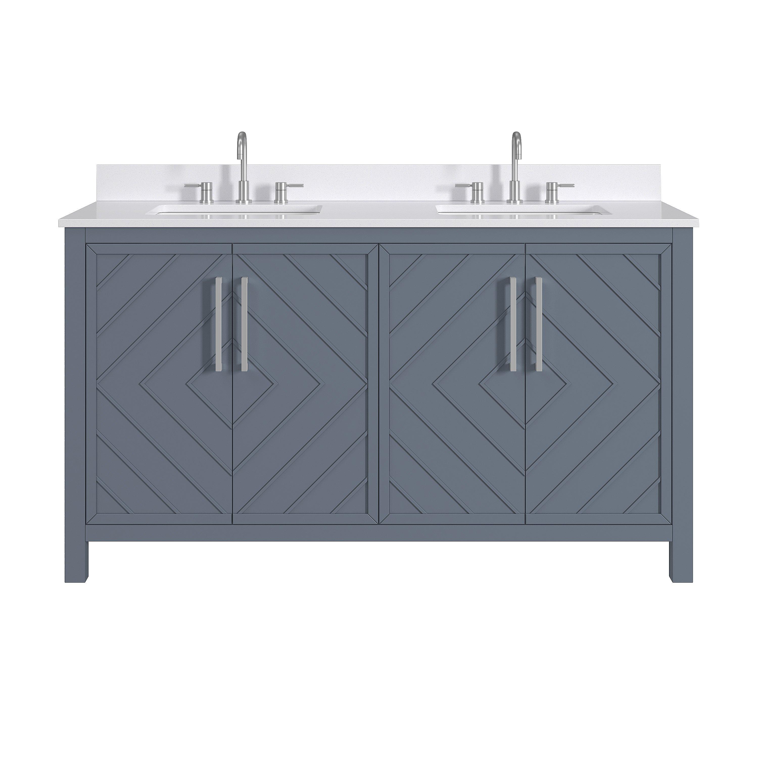 Bryce 73 in. Blue Vanity with Engineered Stone Top