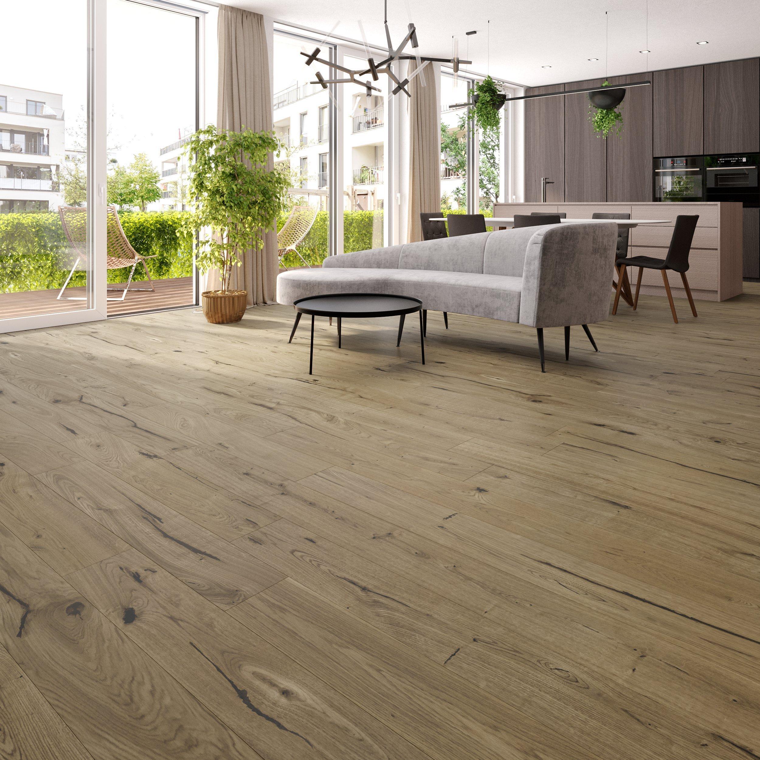 Waylan White Oak Wire-Brushed Engineered Hardwood
