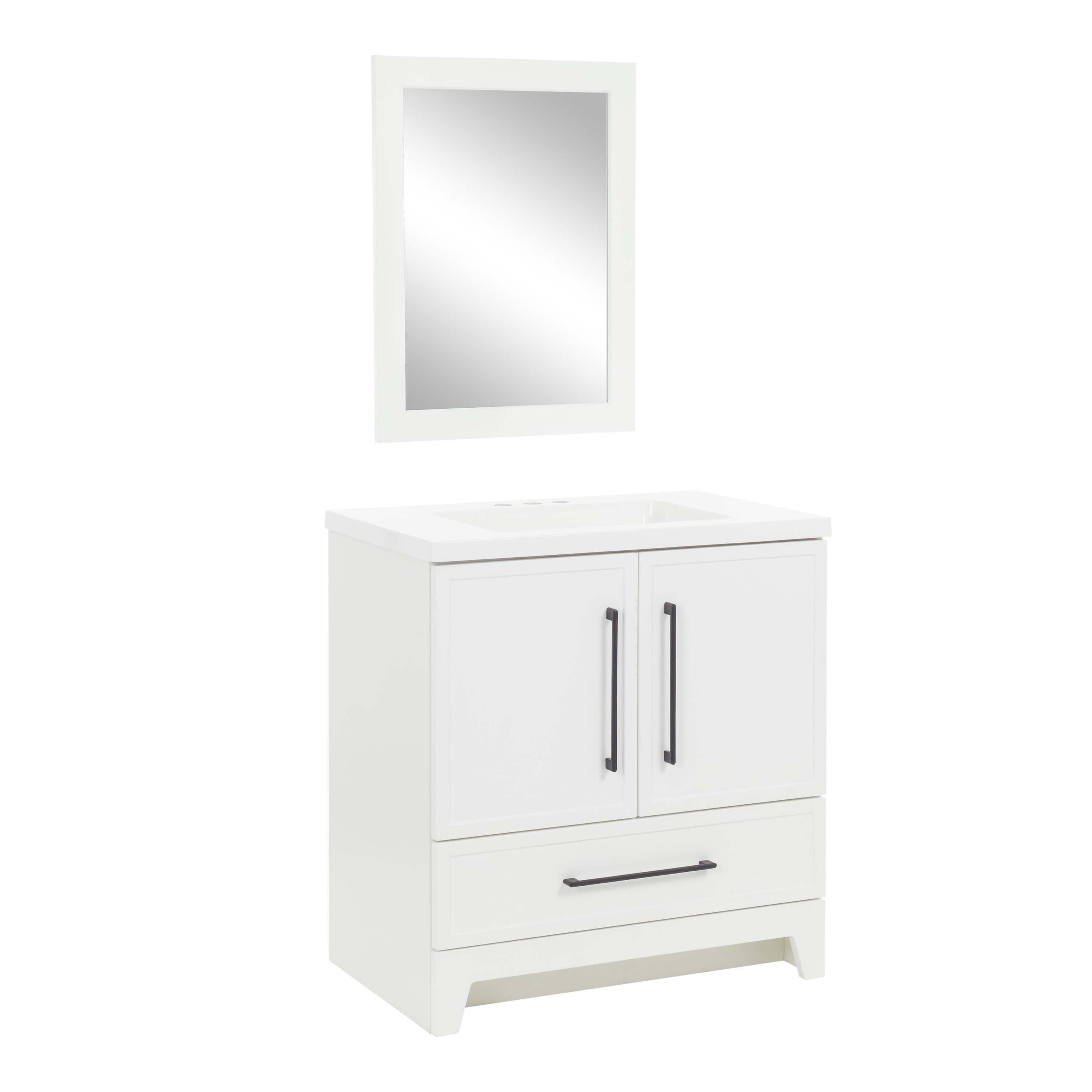 Eli 31 in. White Vanity with Cultured Marble Top Includes Mirror