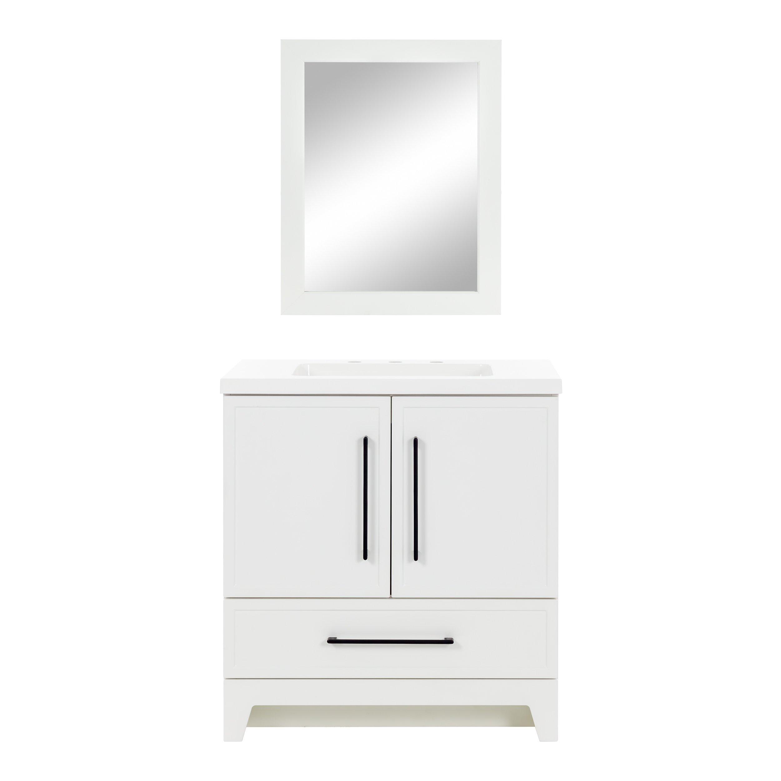 Eli 31 in. White Vanity with Cultured Marble Top Includes Mirror