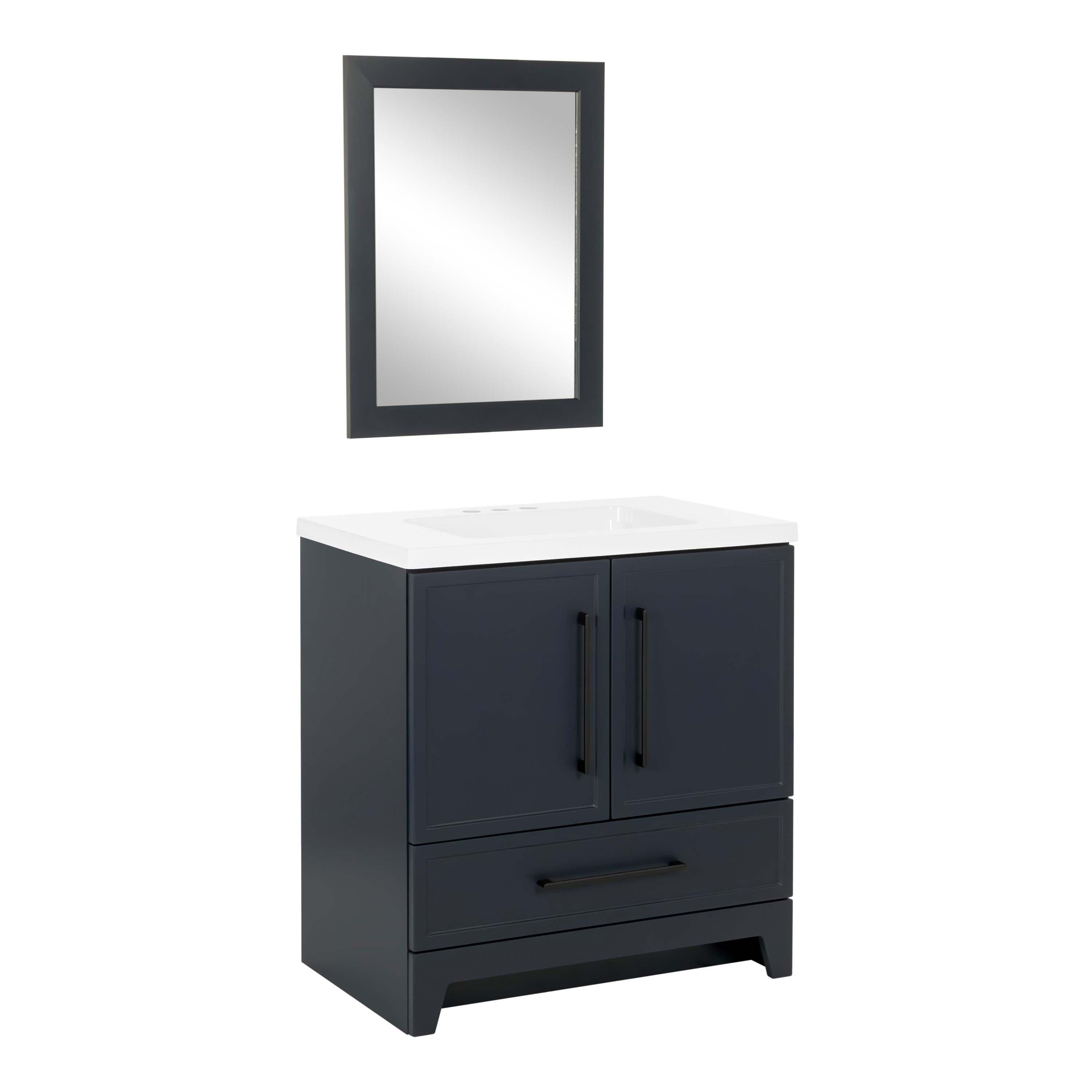 Eli 30 in. Deep Blue Vanity Includes Mirror | Floor and Decor