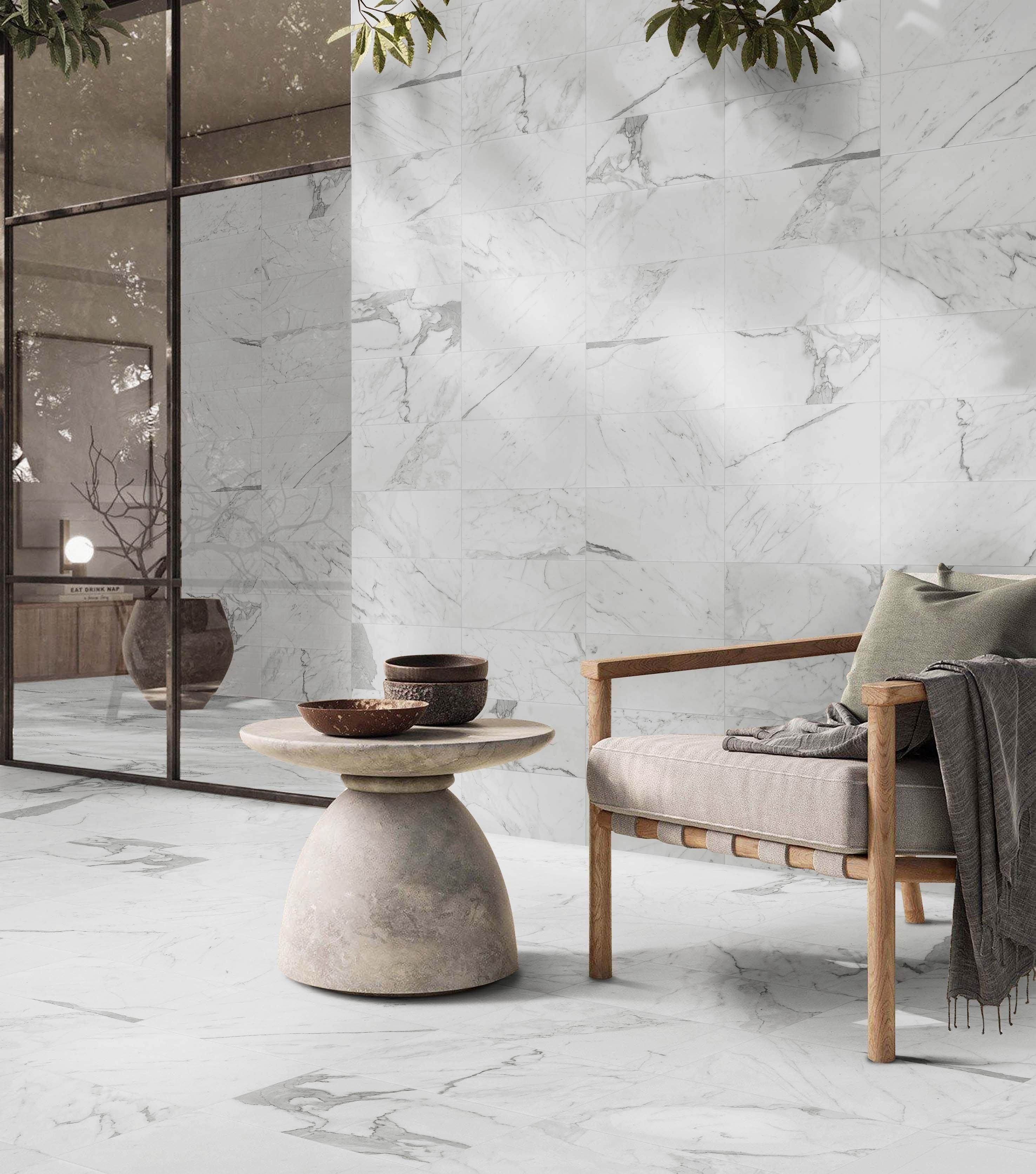 Statuario Premium Honed Marble Tile