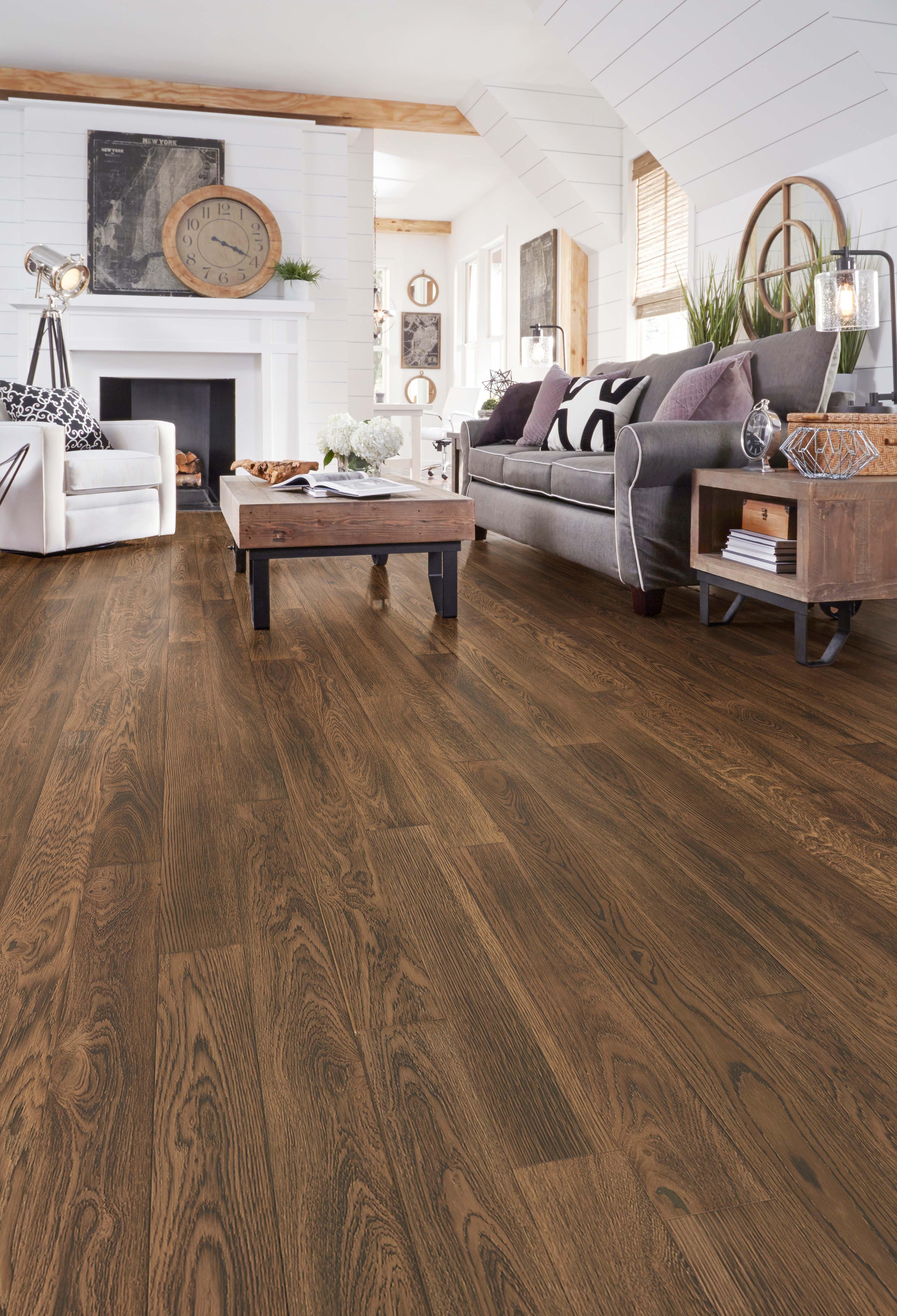 Stone Hollow White Oak Wire-Brushed Engineered Hardwood