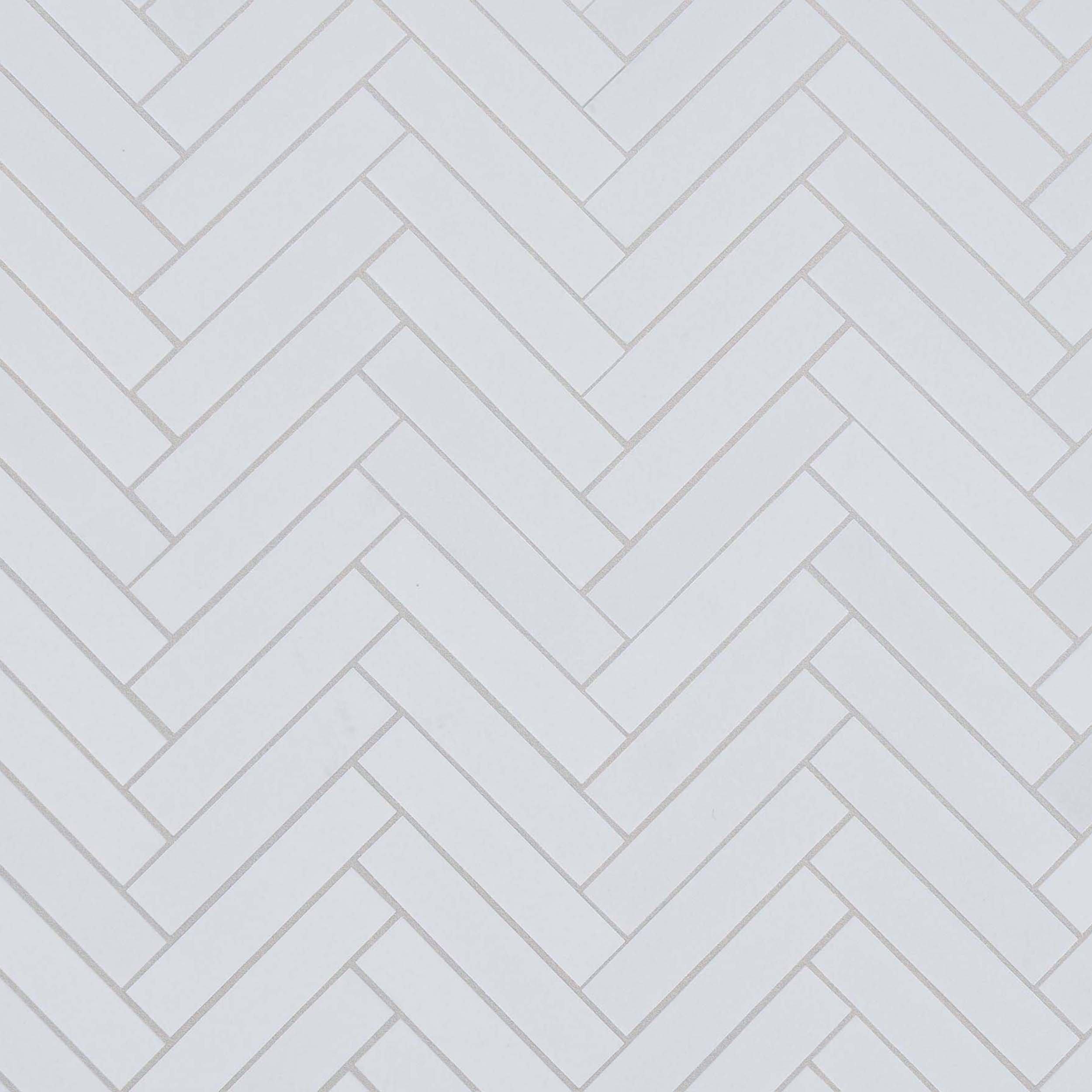 Thassos Herringbone Honed Marble Mosaic
