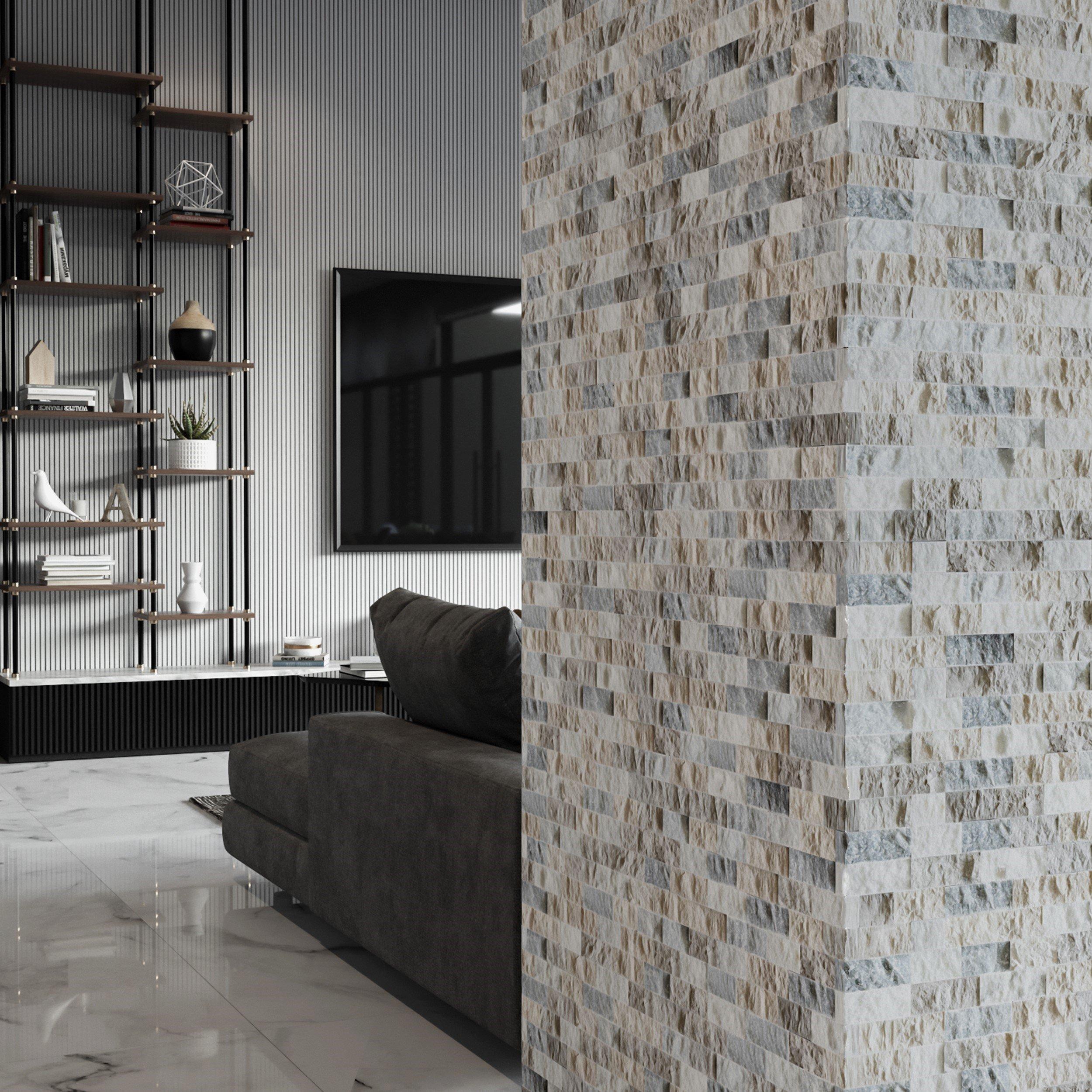 Revere Blend Splitfaced Travertine Ledger Corner