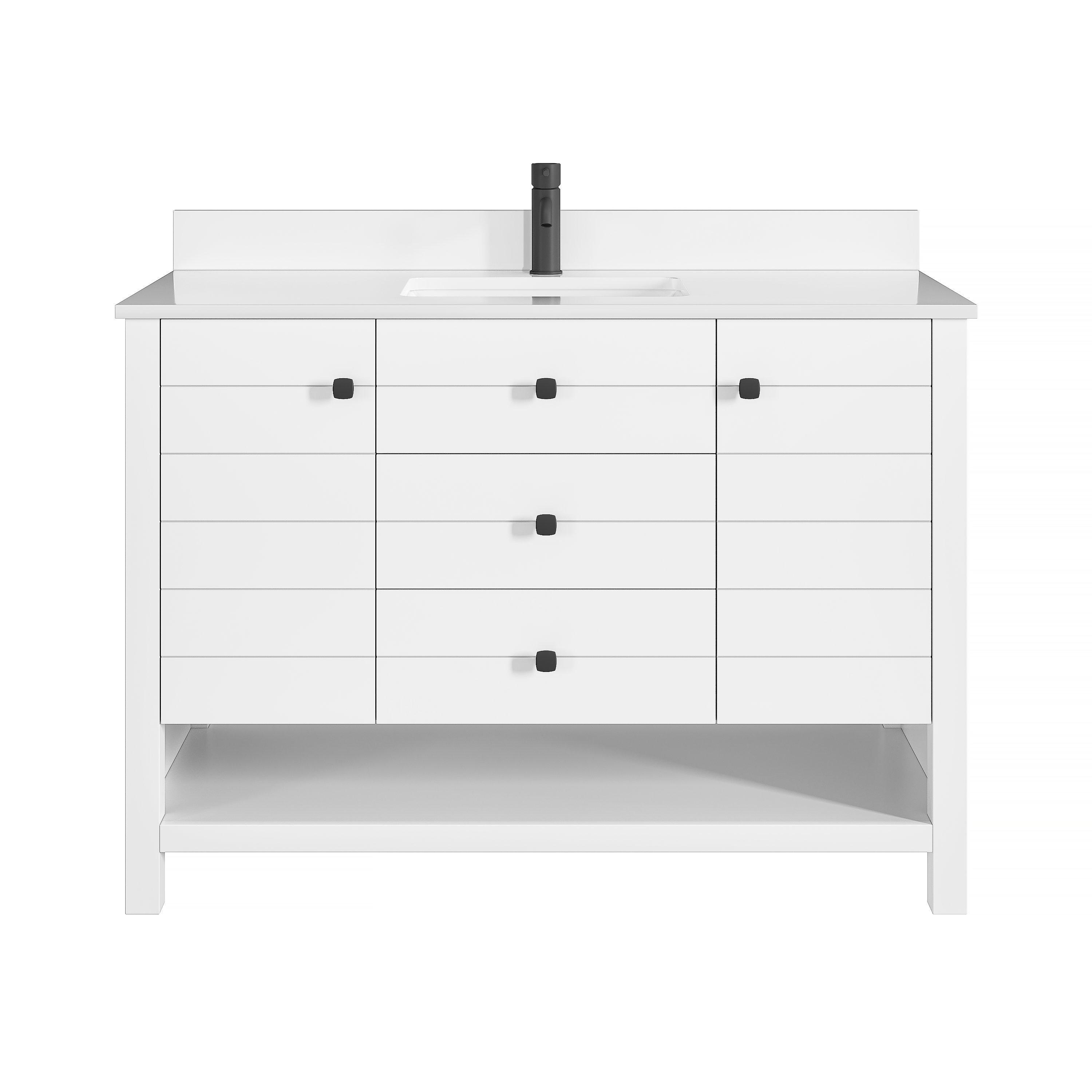 Dover 49 in. White Vanity with Engineered Stone Top