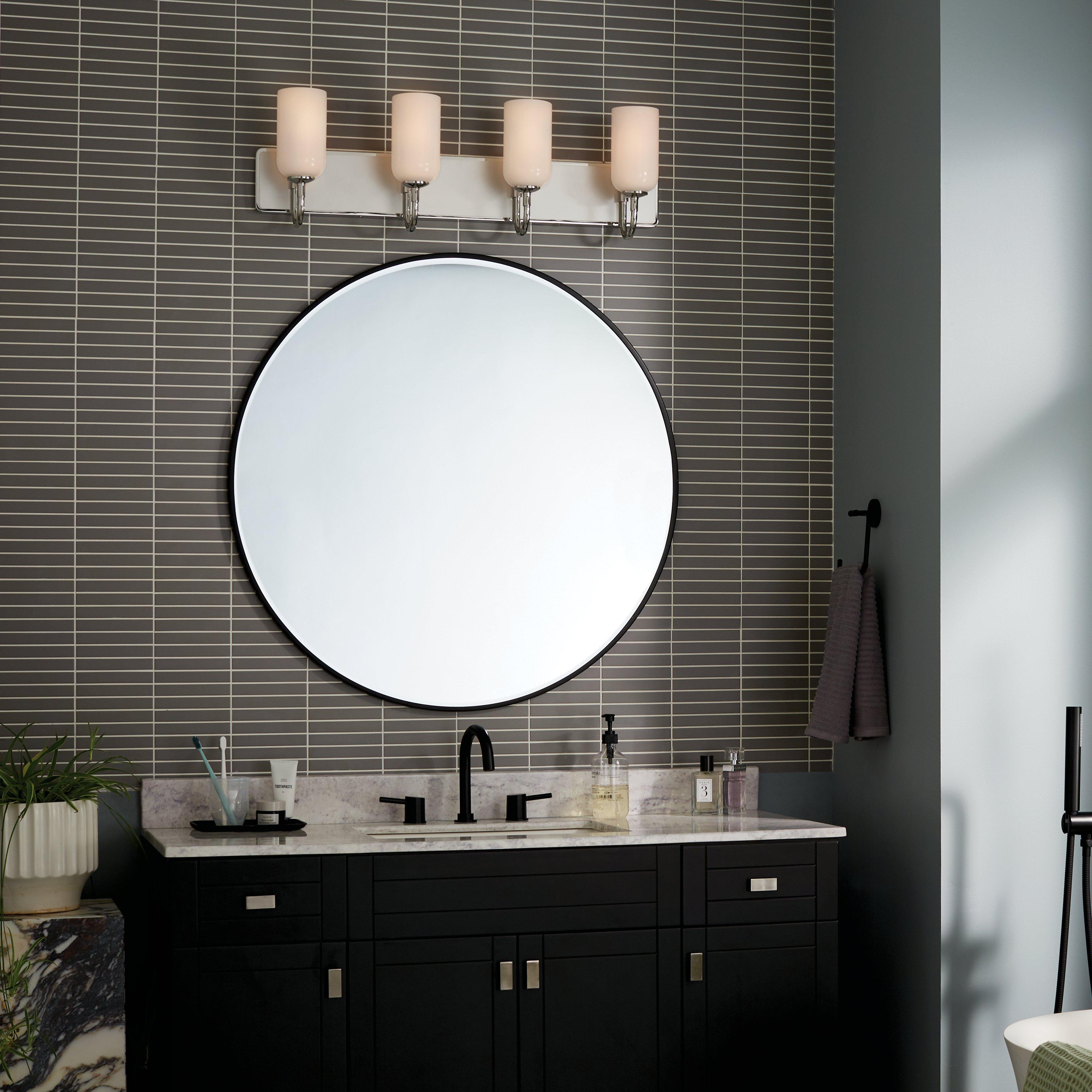 Solia Polished Nickel and Black Quadruple Vanity Light