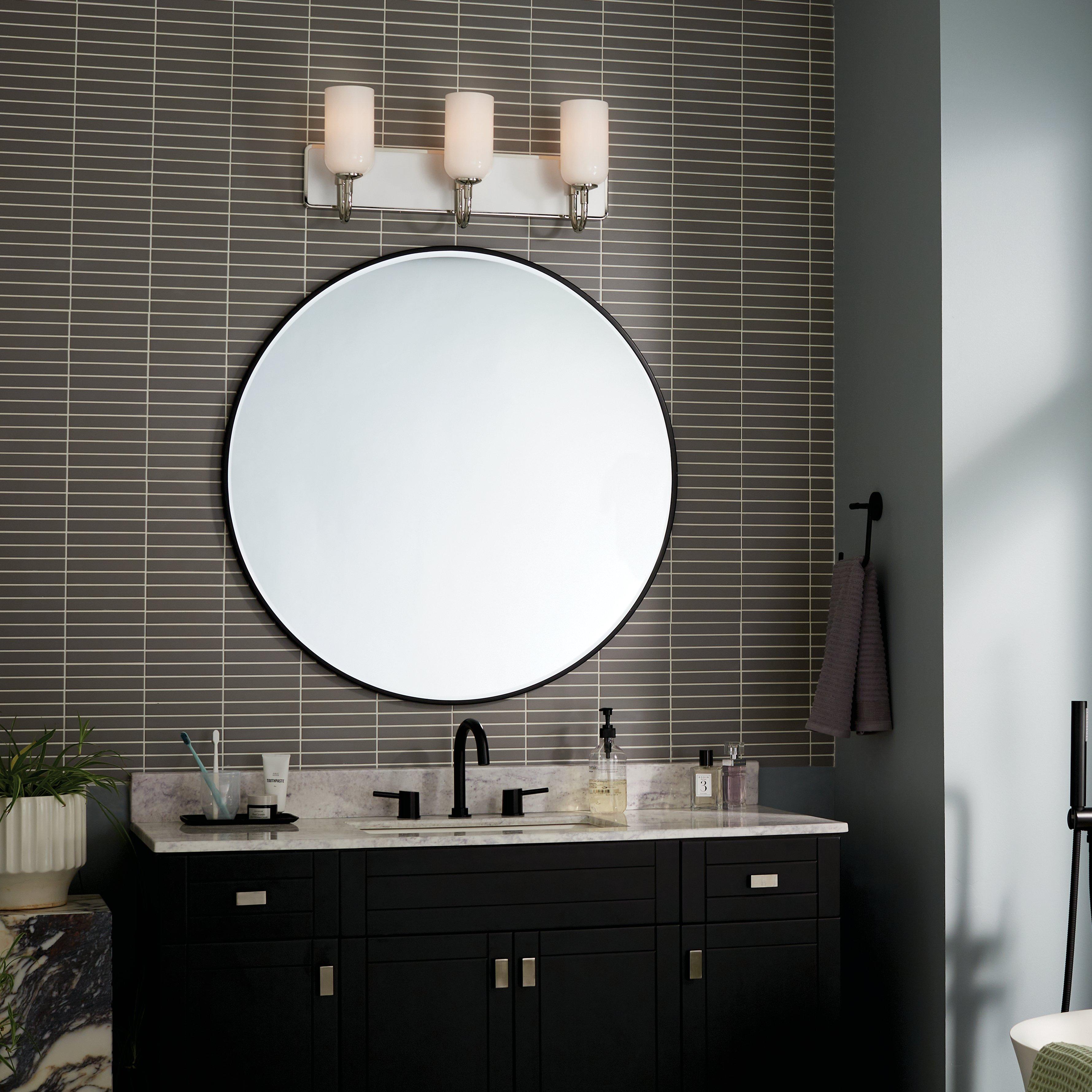 Solia Polished Nickel and Black Triple Vanity Light