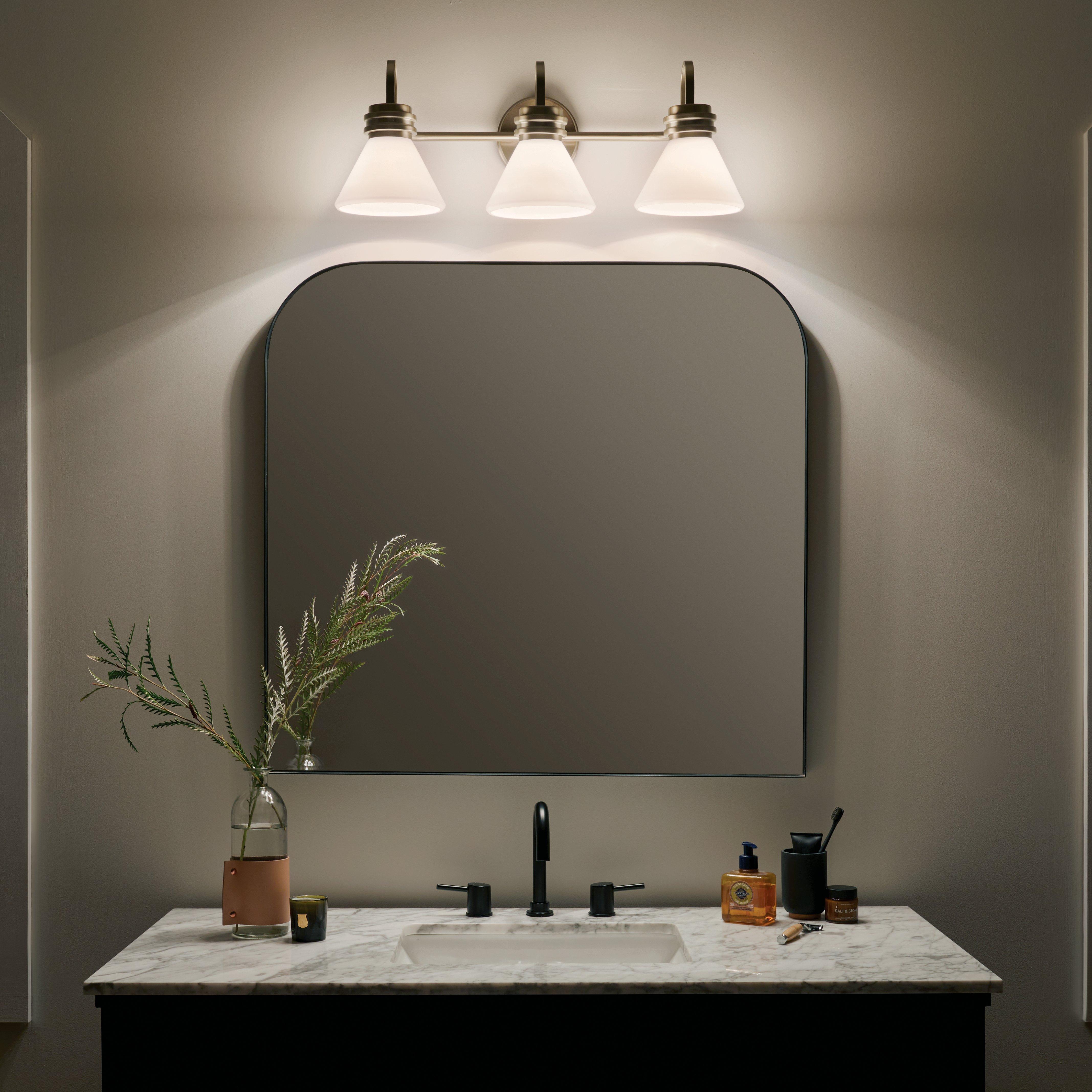 Farum Brushed Gold Triple Vanity Light