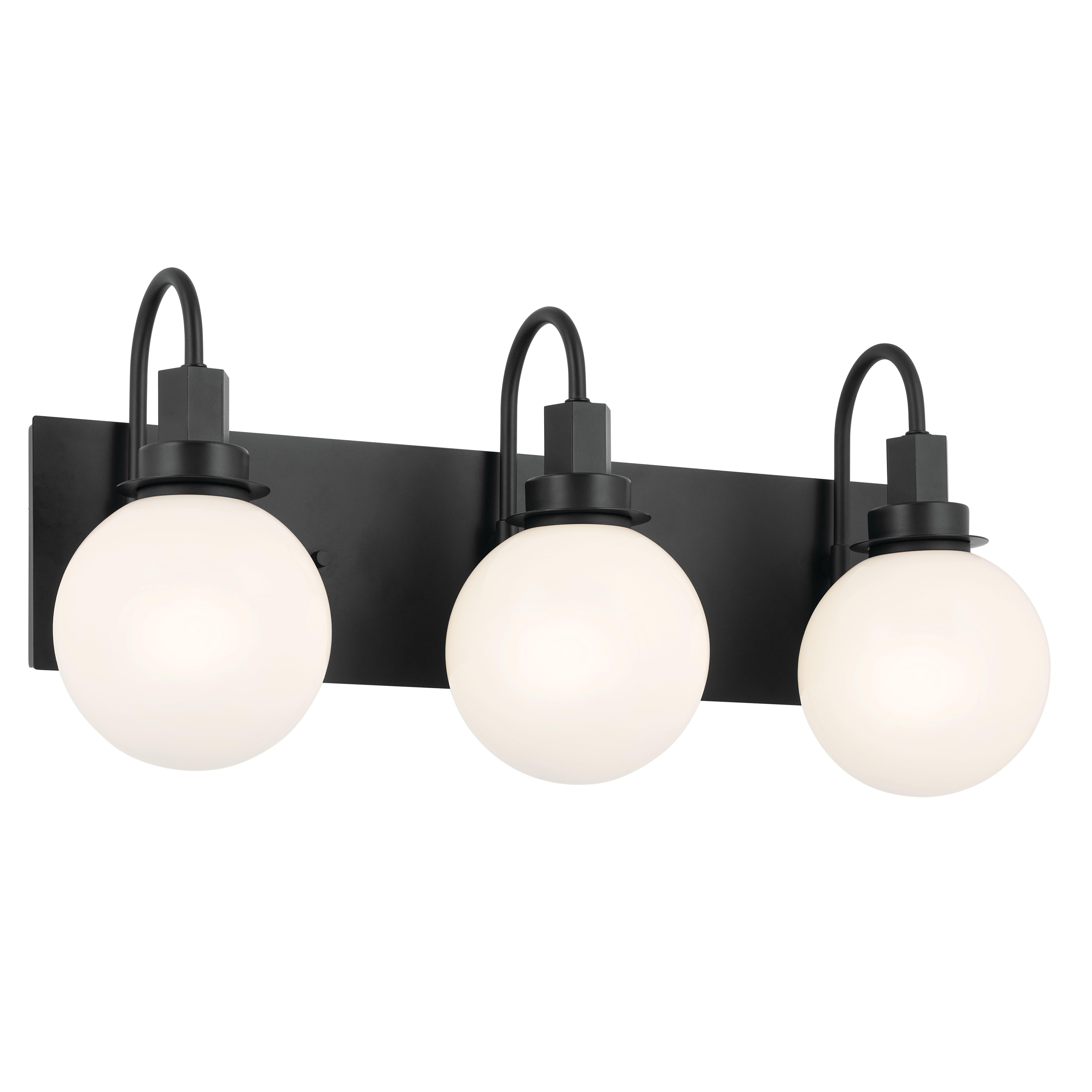 Hex Matte Black Triple Vanity Light