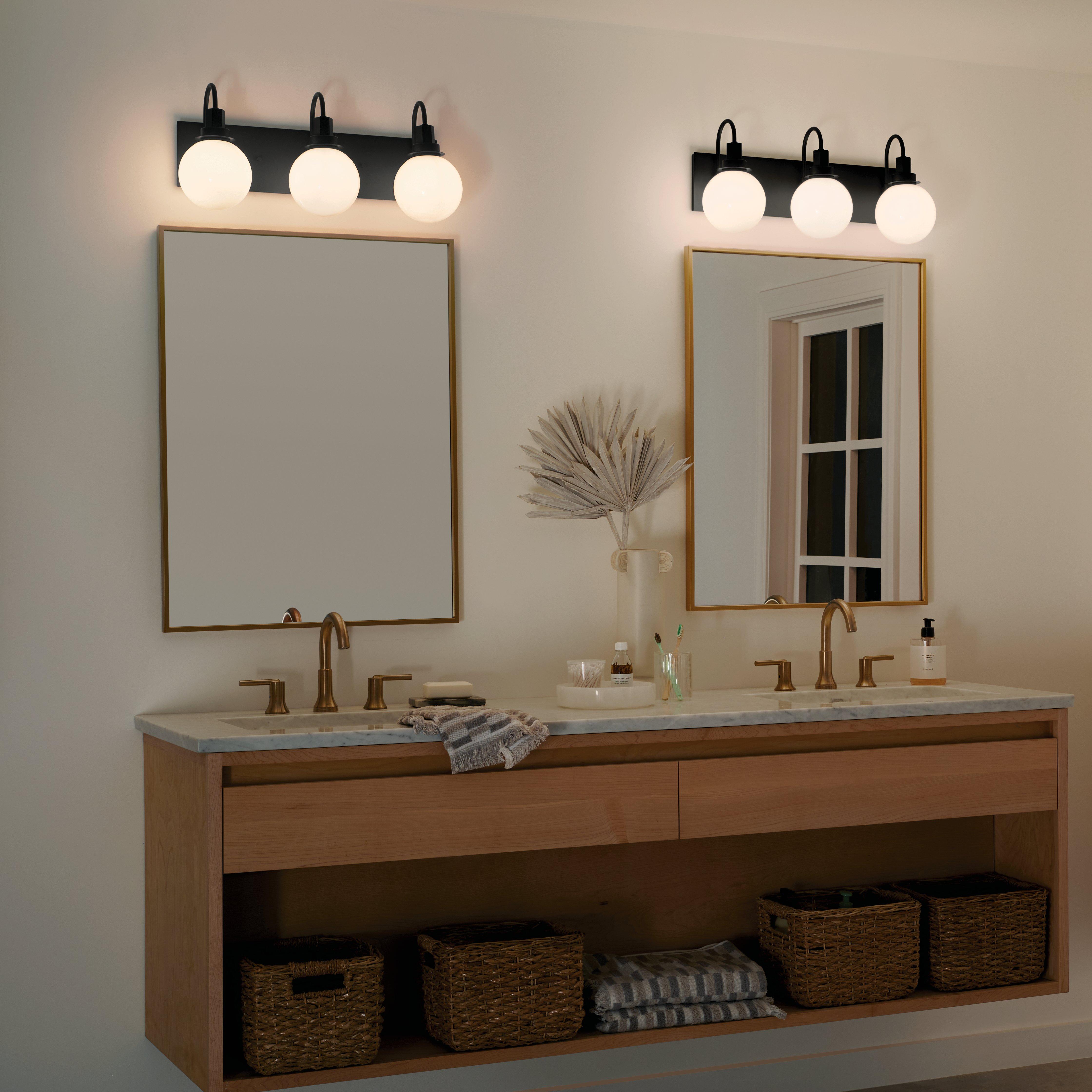Hex Matte Black Triple Vanity Light