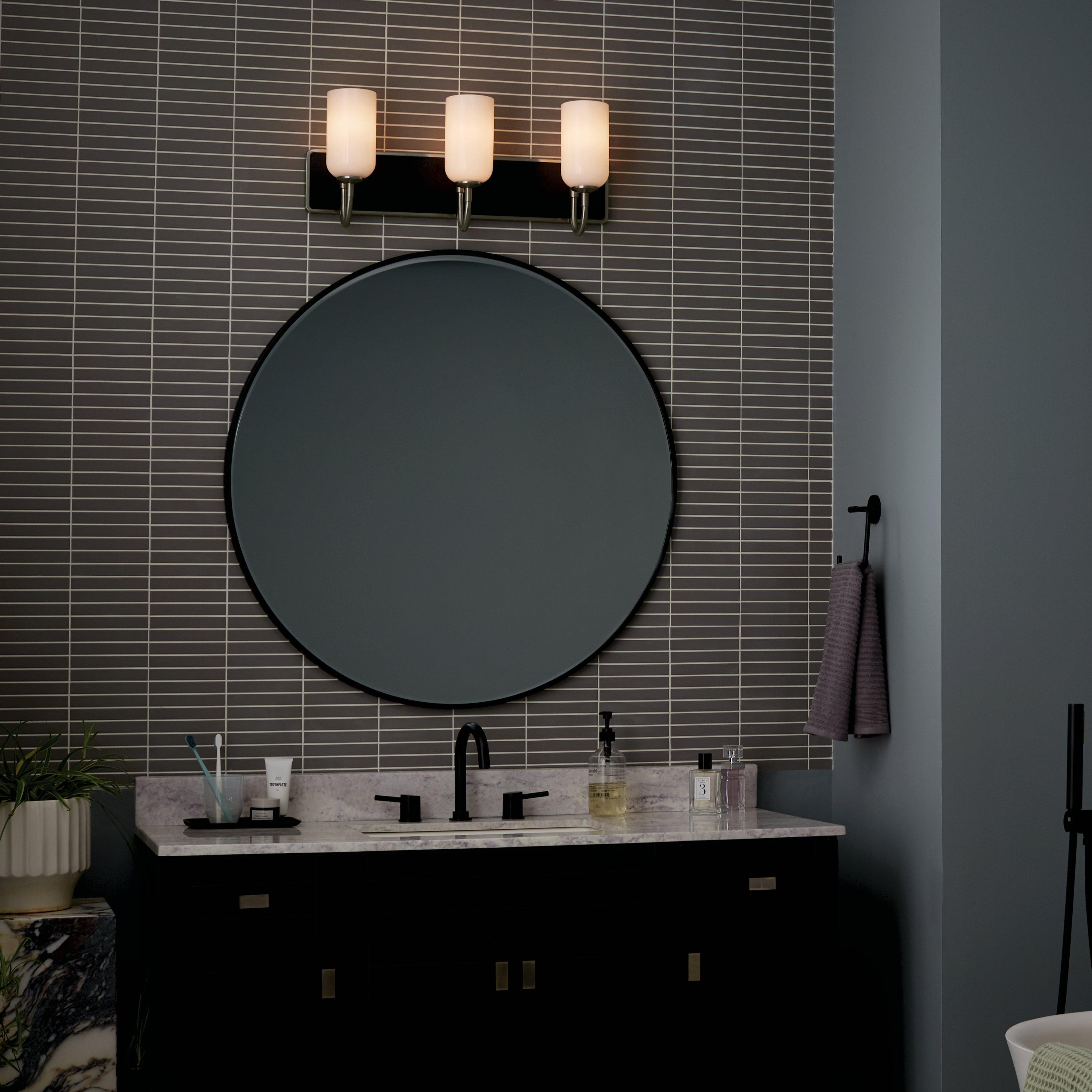 Solia Brushed Nickel and Black Triple Vanity Light