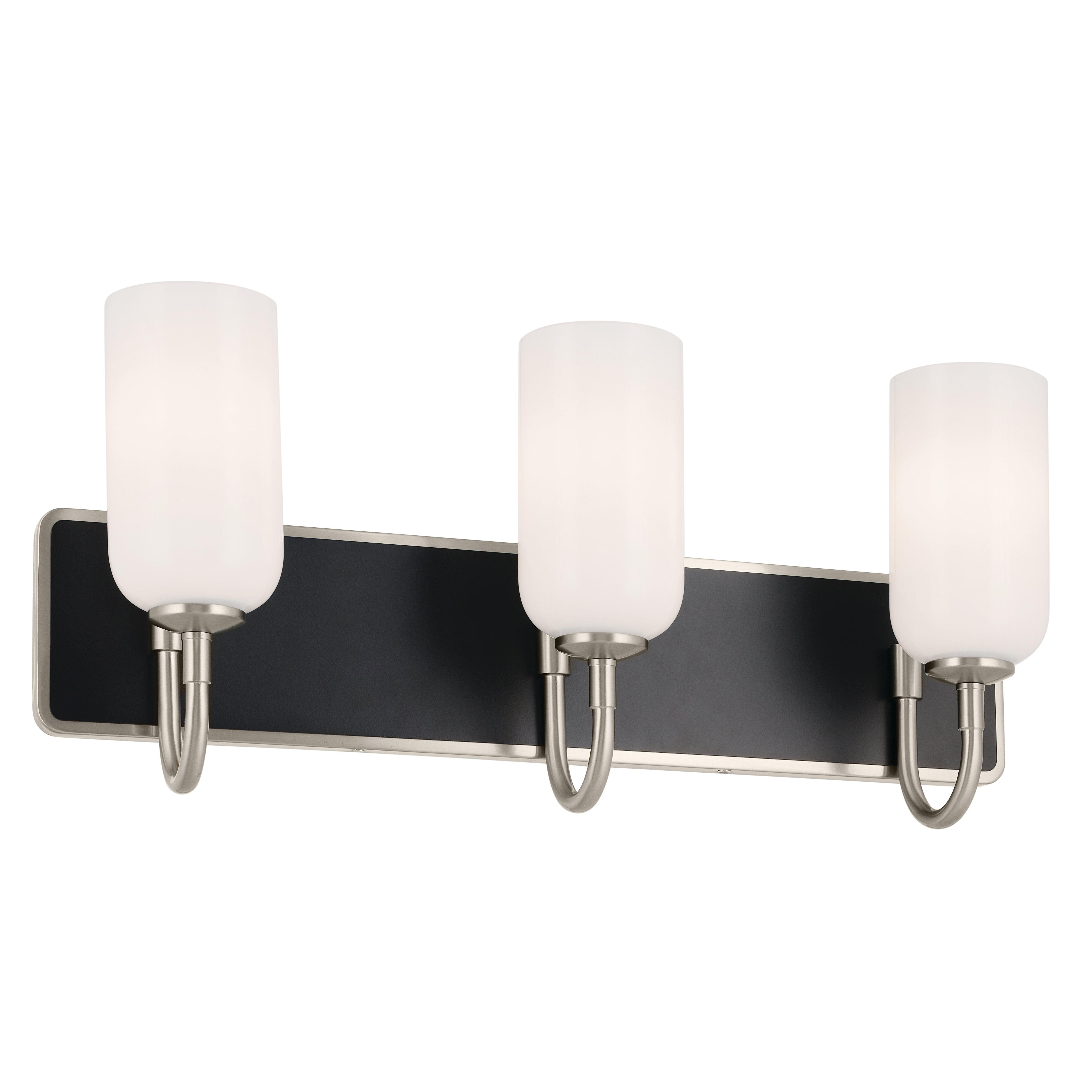 Solia Brushed Nickel and Black Triple Vanity Light