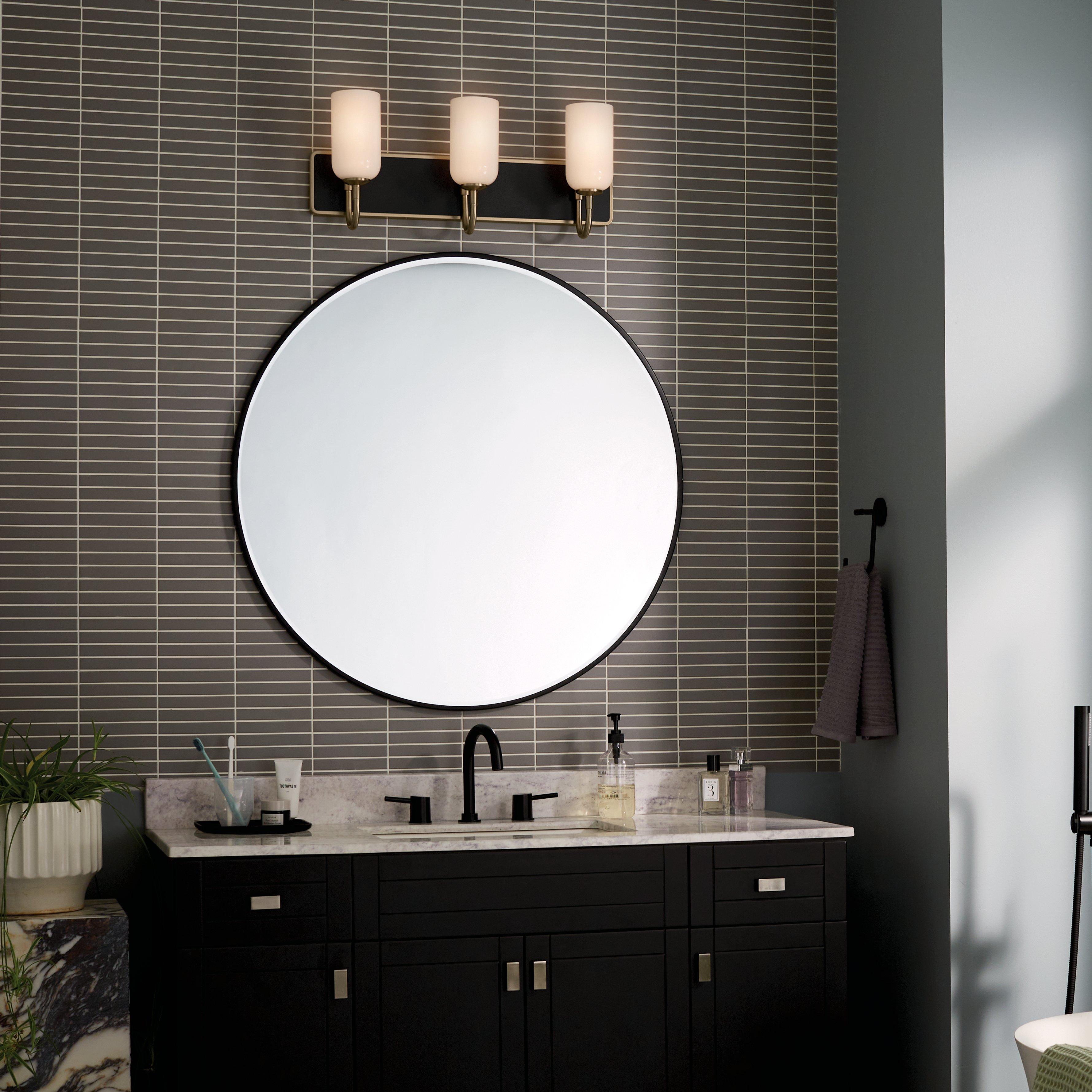 Solia Brushed Gold and Black Triple Vanity Light