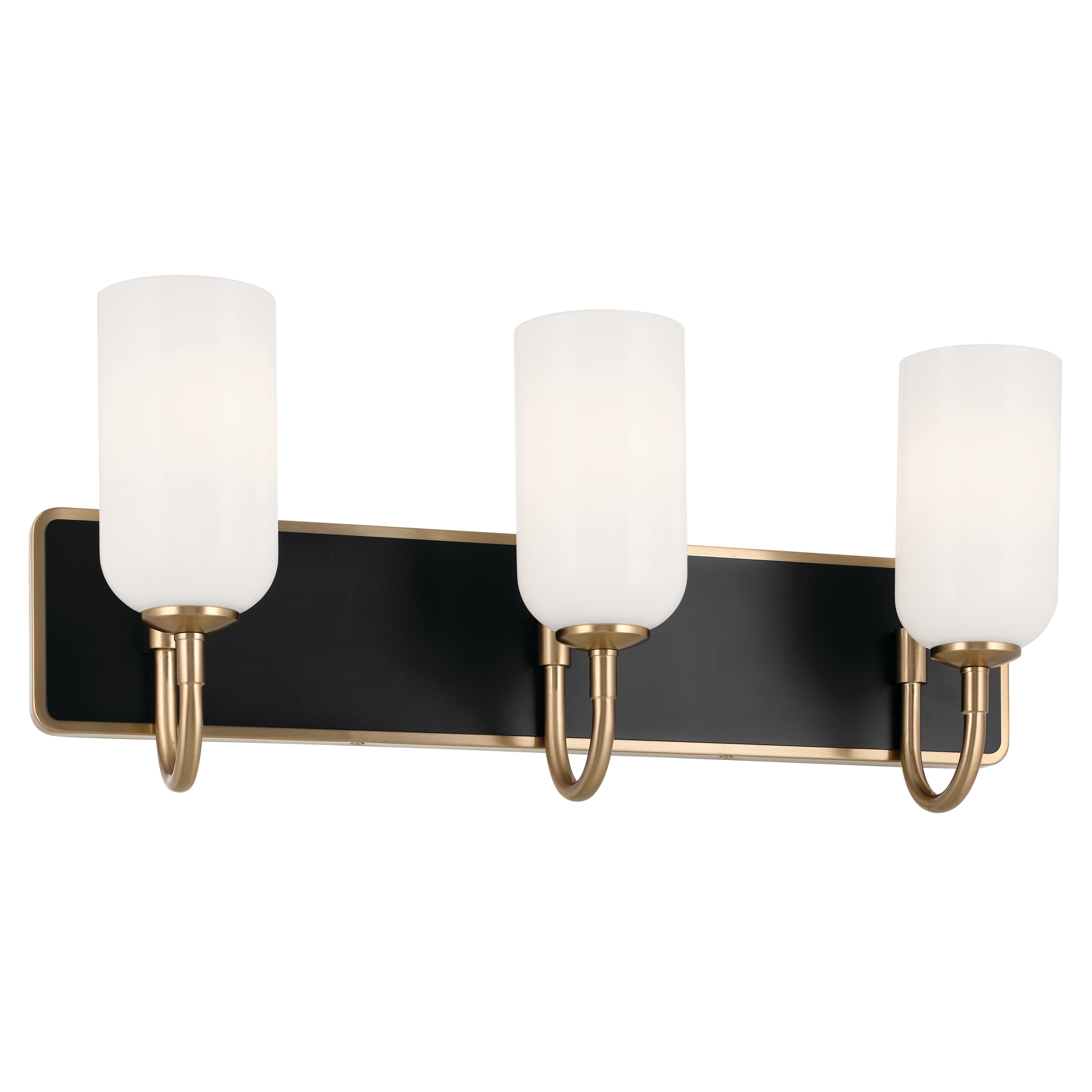 Solia Brushed Gold and Black Triple Vanity Light