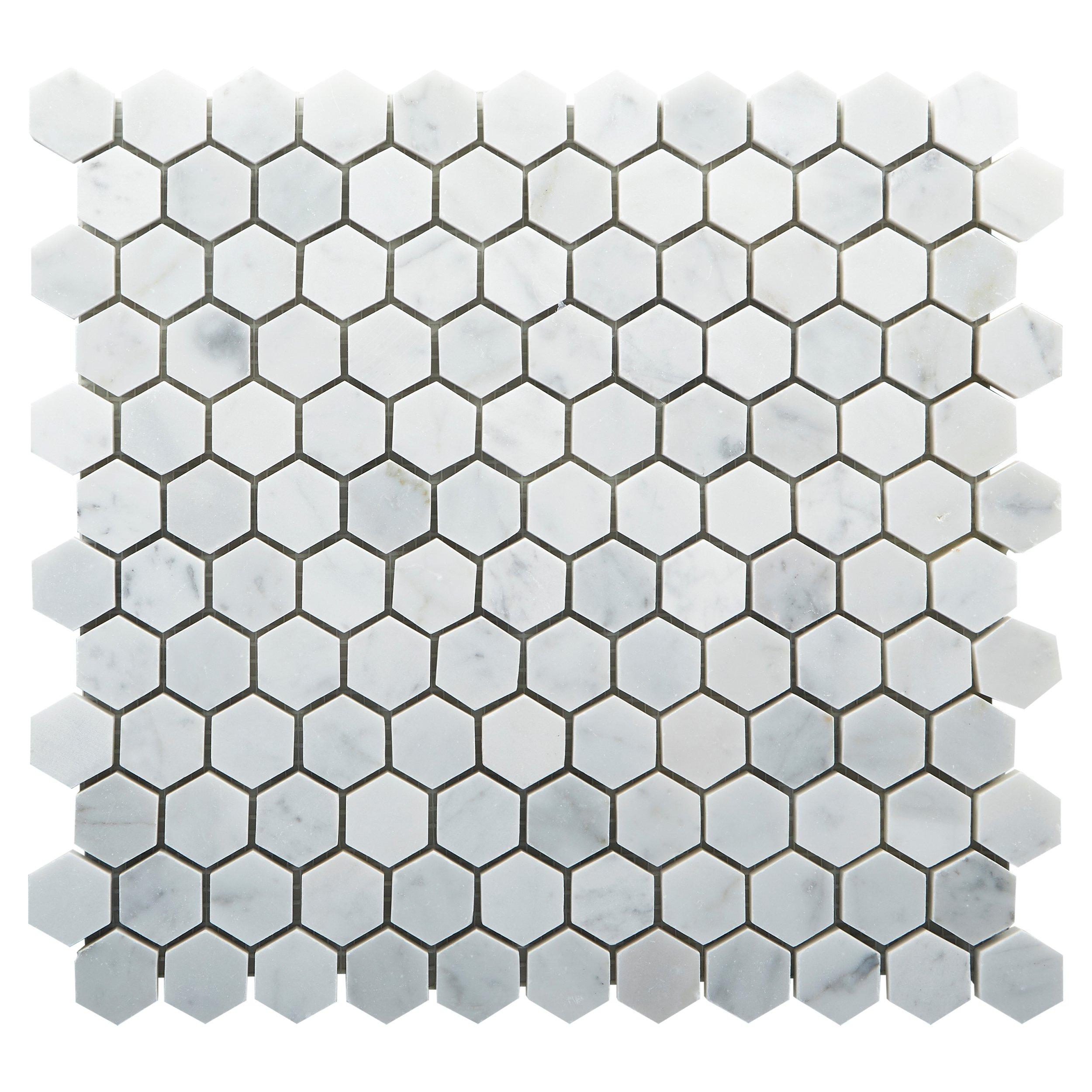 Bianco Carrara Polished Marble Hexagon Mosaic