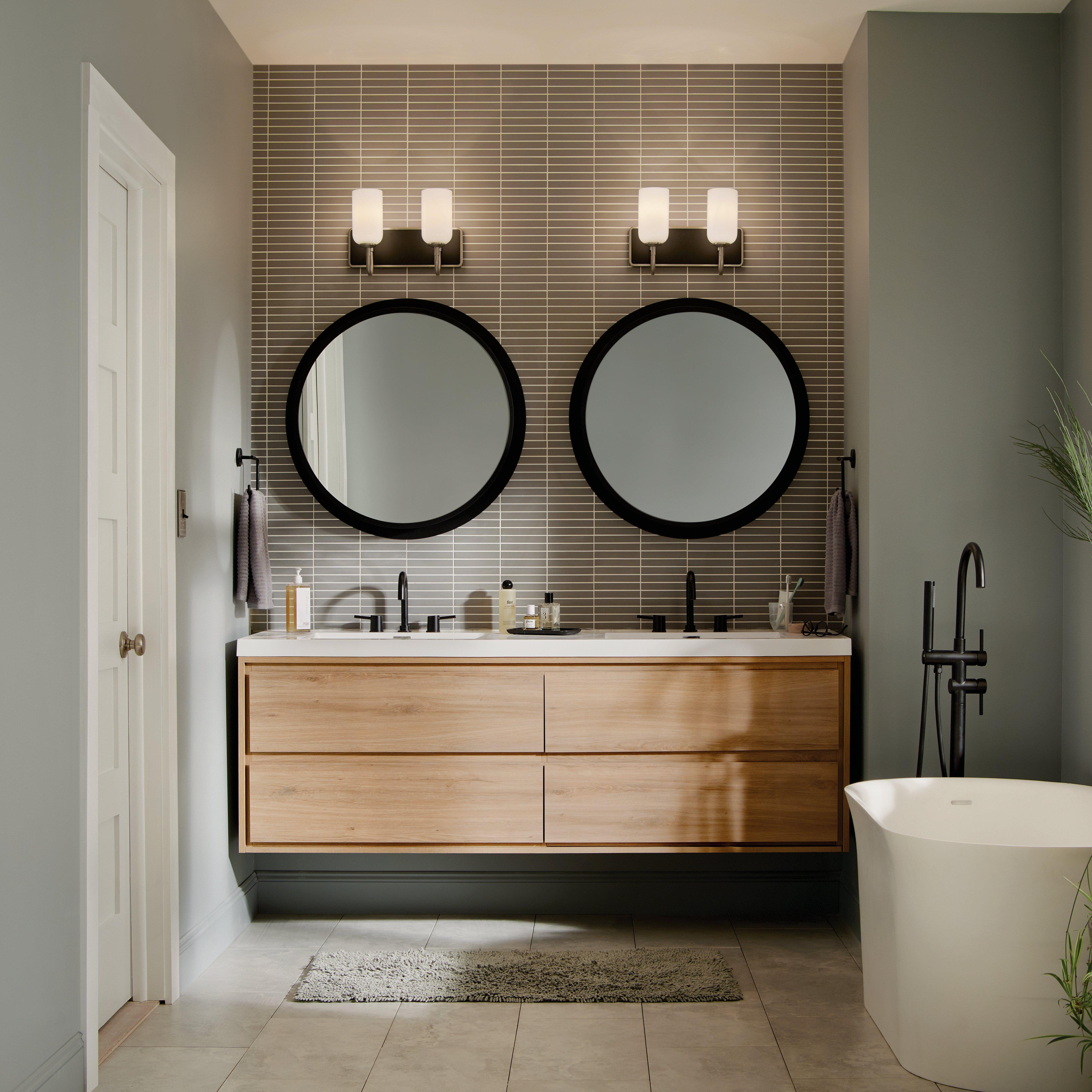 Solia Brushed Nickel and Black Double Vanity Light