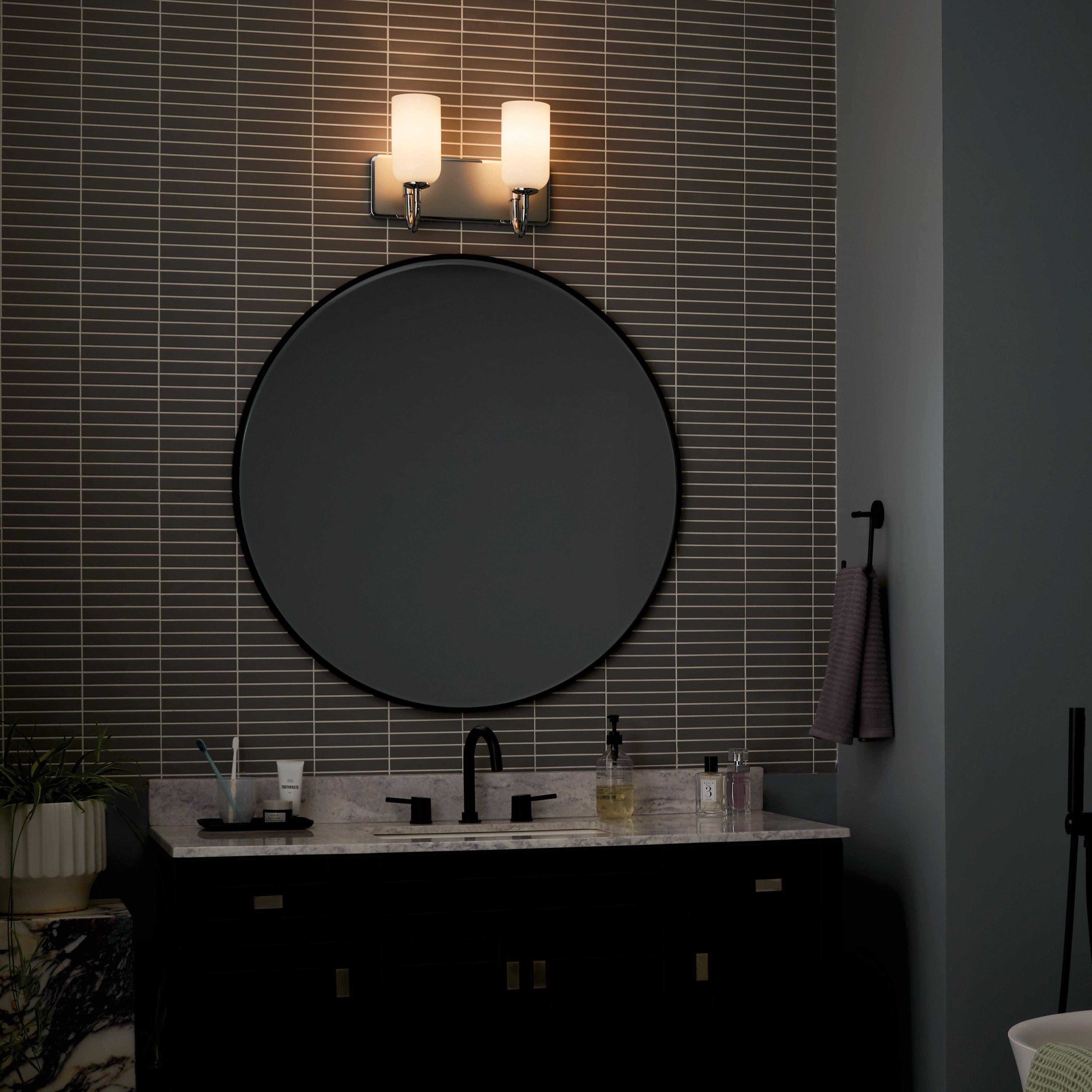 Solia Polished Nickel and Black Double Vanity Light