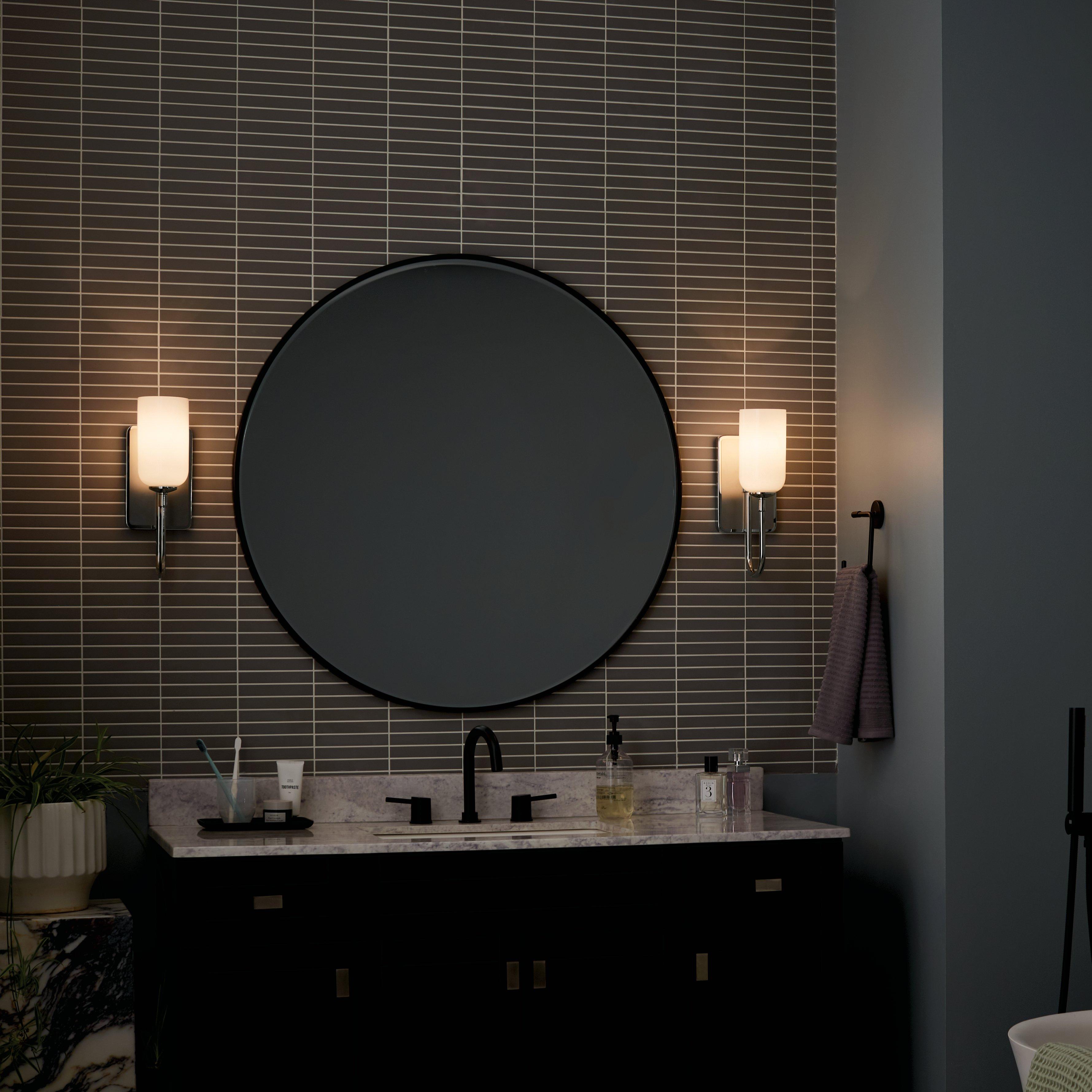 Solia Polished Nickel and Black Single Vanity Light
