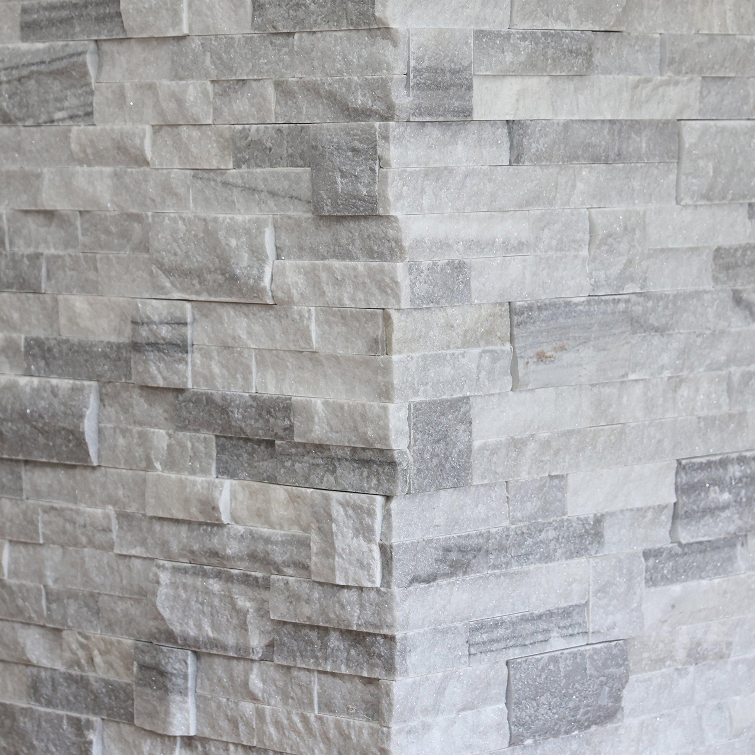 Summit White Splitface Marble Ledger Corner