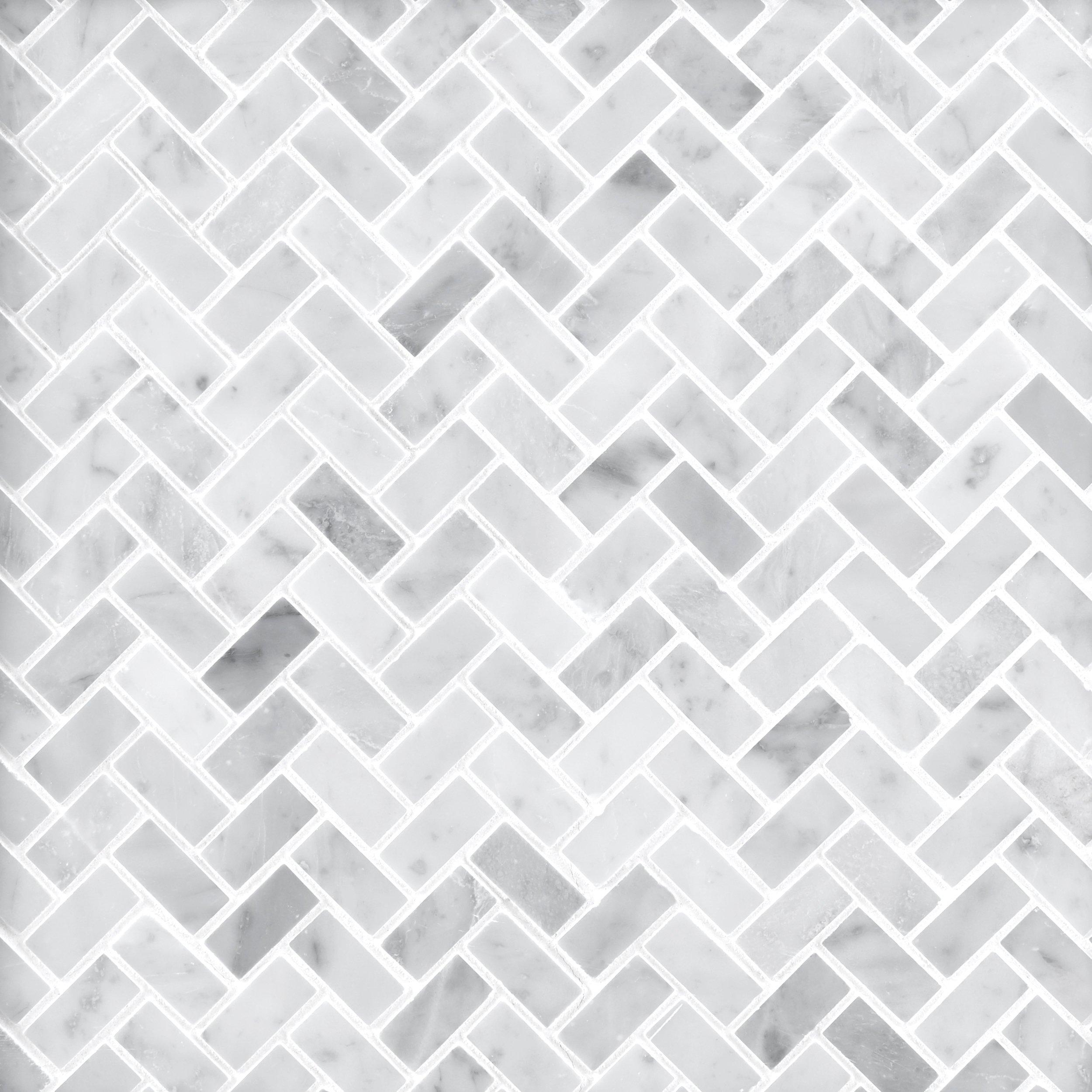 Bianco Carrara Herringbone Polished Marble Mosaic