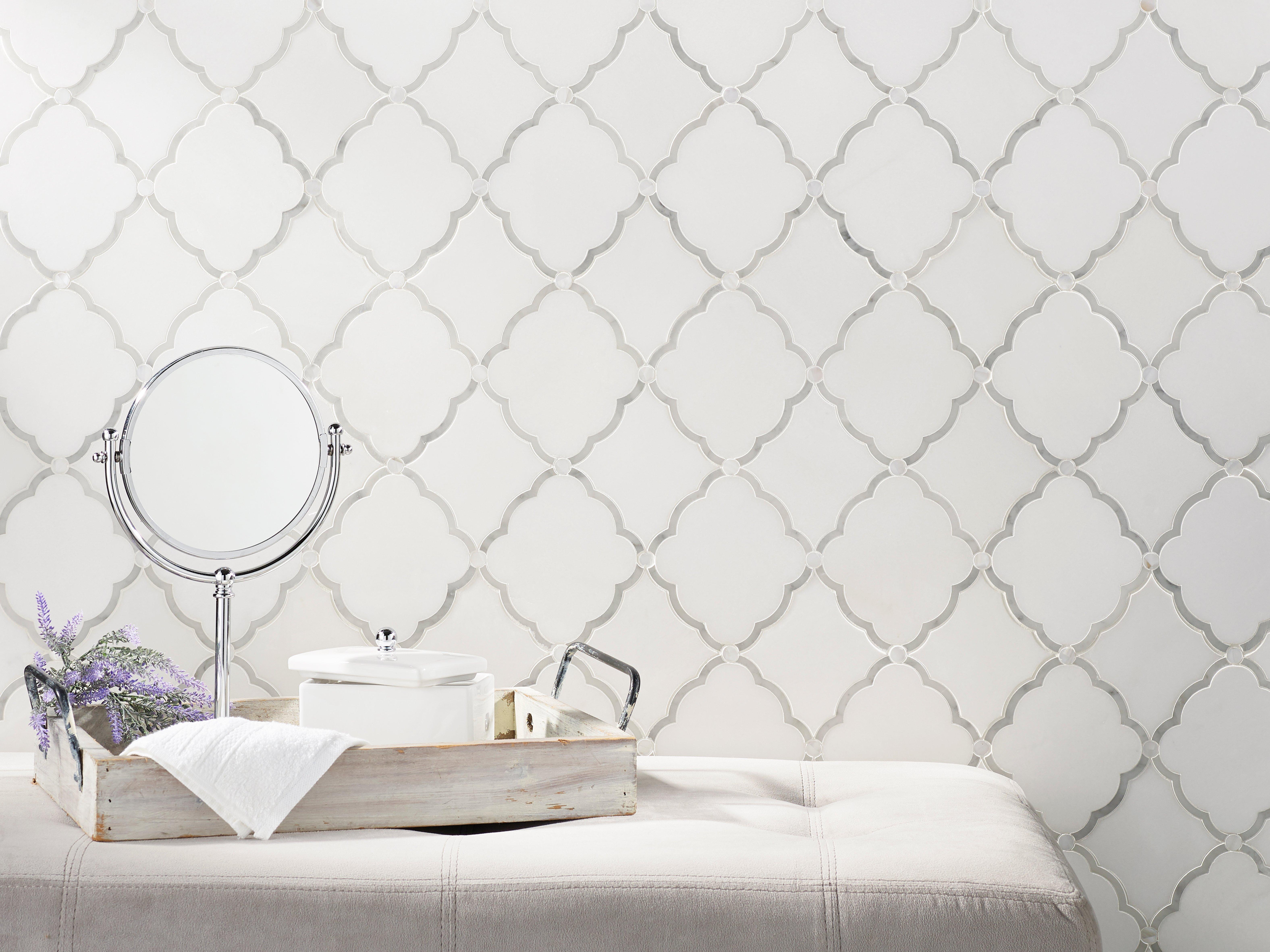 Eden Thassos Mother of Pearl Waterjet Marble Mosaic