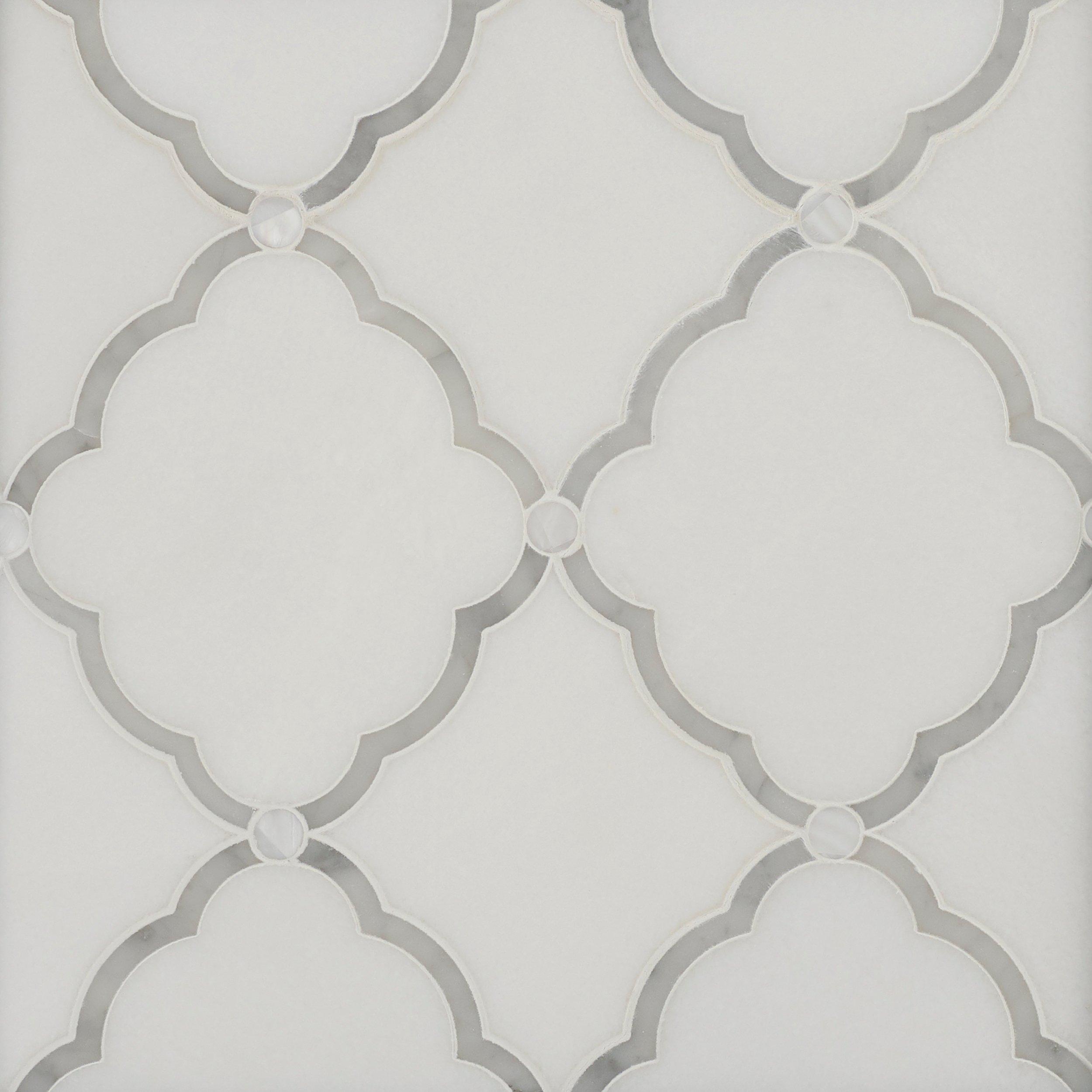Eden Thassos Mother of Pearl Waterjet Marble Mosaic