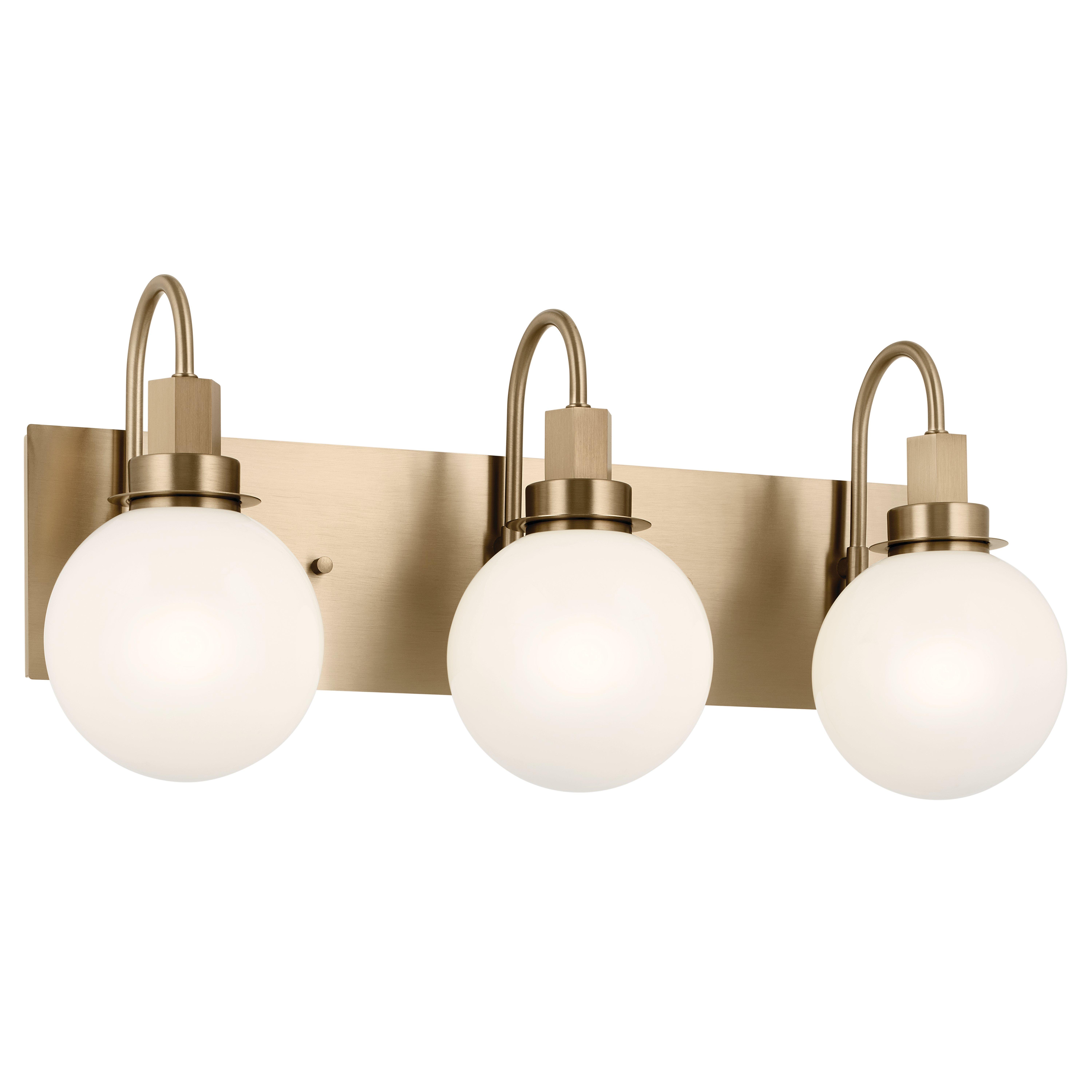 Hex Brushed Gold Triple Vanity Light